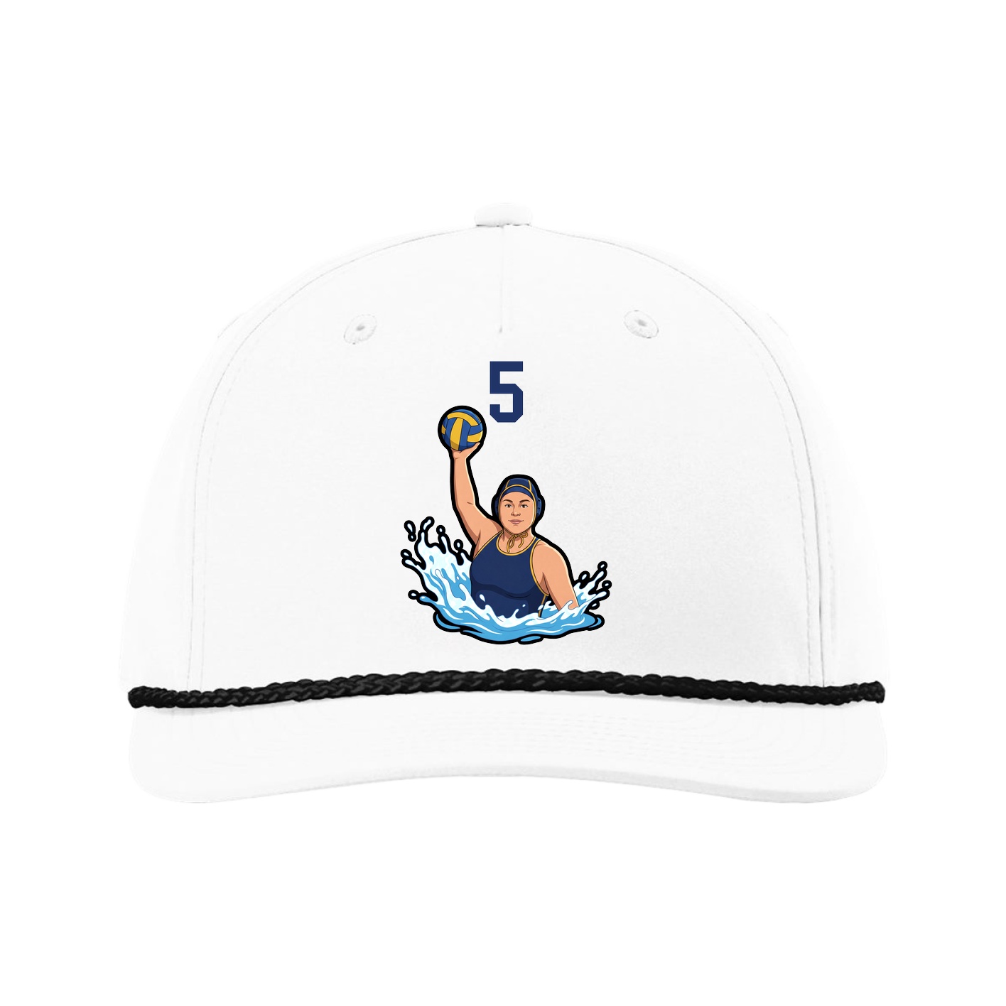 Five-Panel Classic Rope Cap — Number Top in White