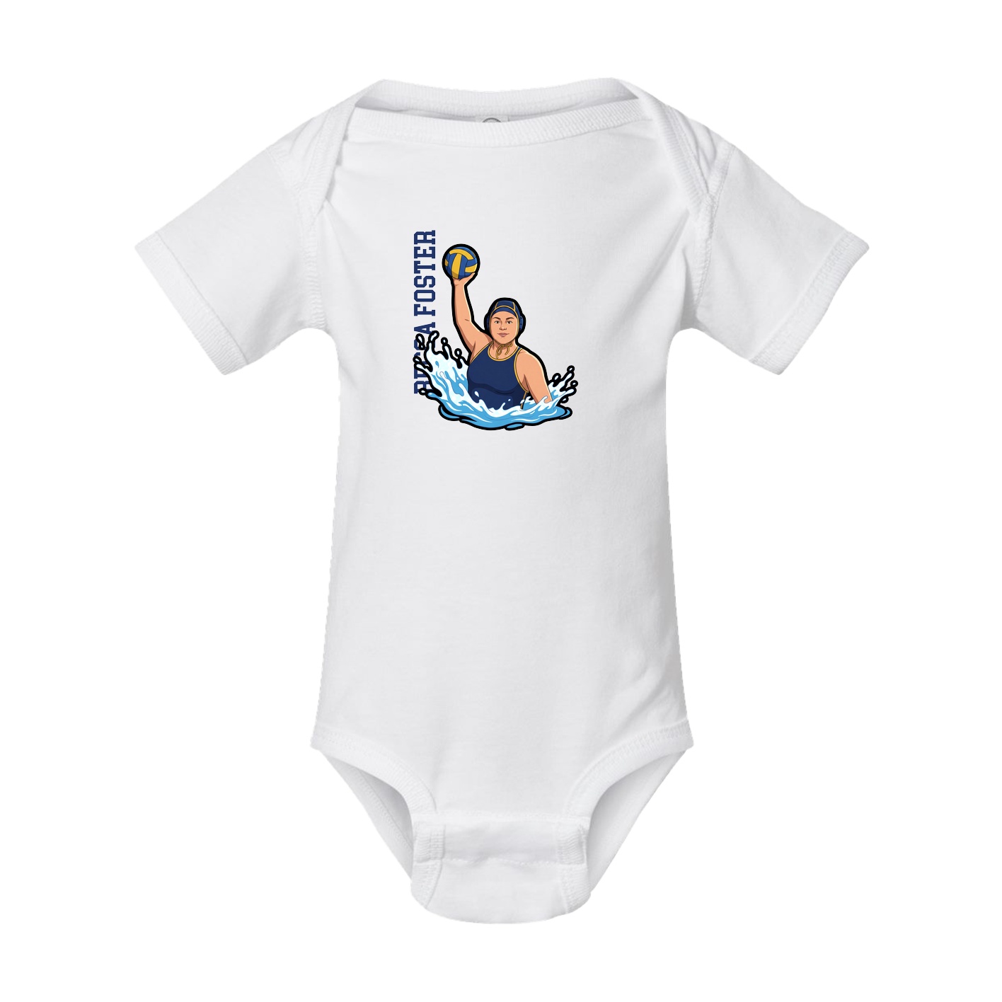 Baby Onesie — Name Vertical in White