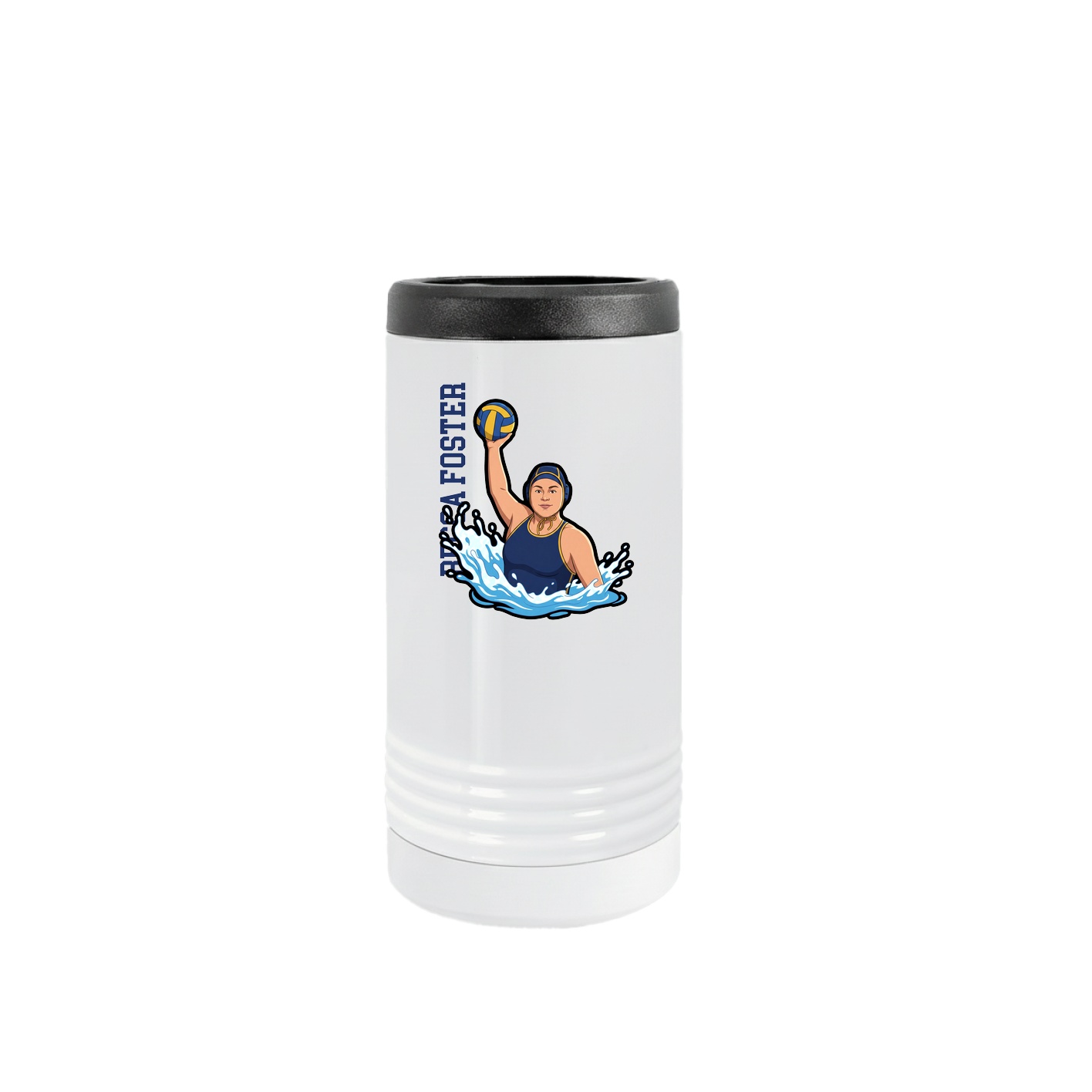 Slim Beverage Holder — Name Vertical in White