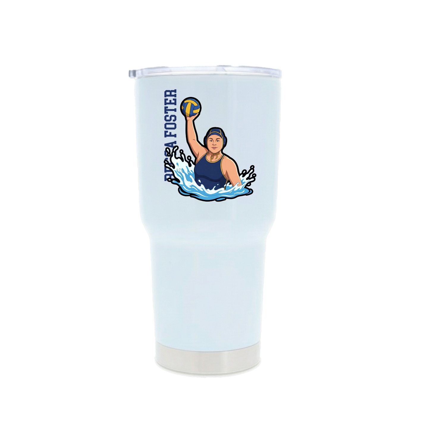 30oz Stainless Steel Tumbler — Name Vertical in White