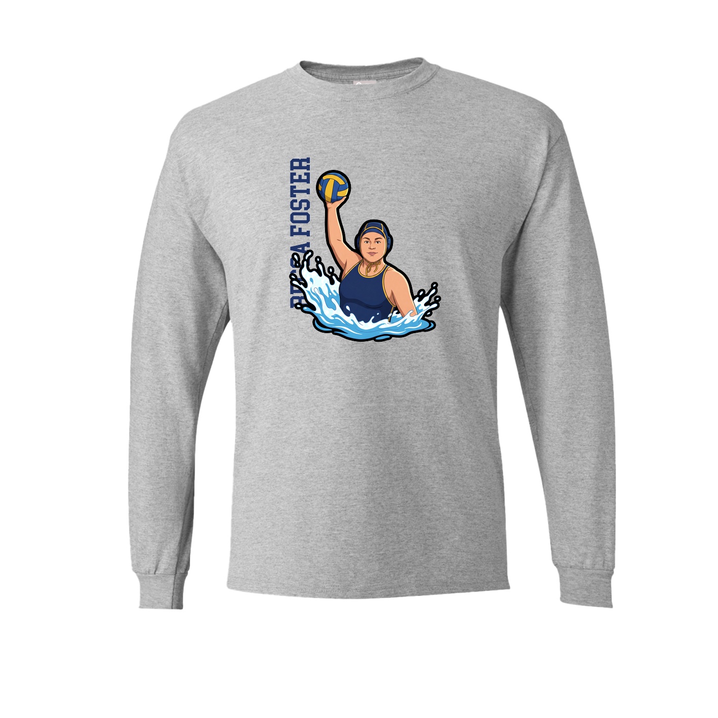 Long Sleeve Tee — Name Vertical in Grey