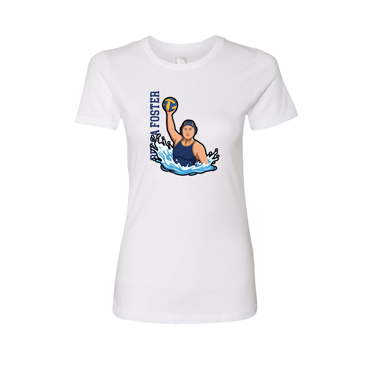Fitted Women's Tee — Name Vertical in White