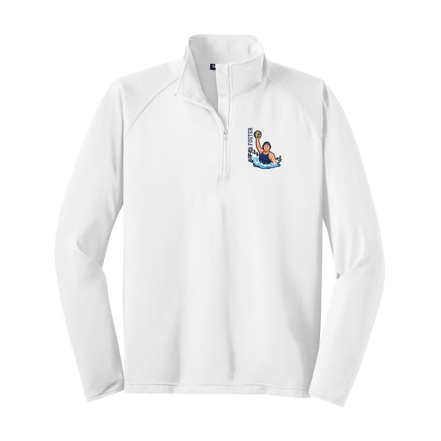Q-Zip Pullover — Name Vertical in White