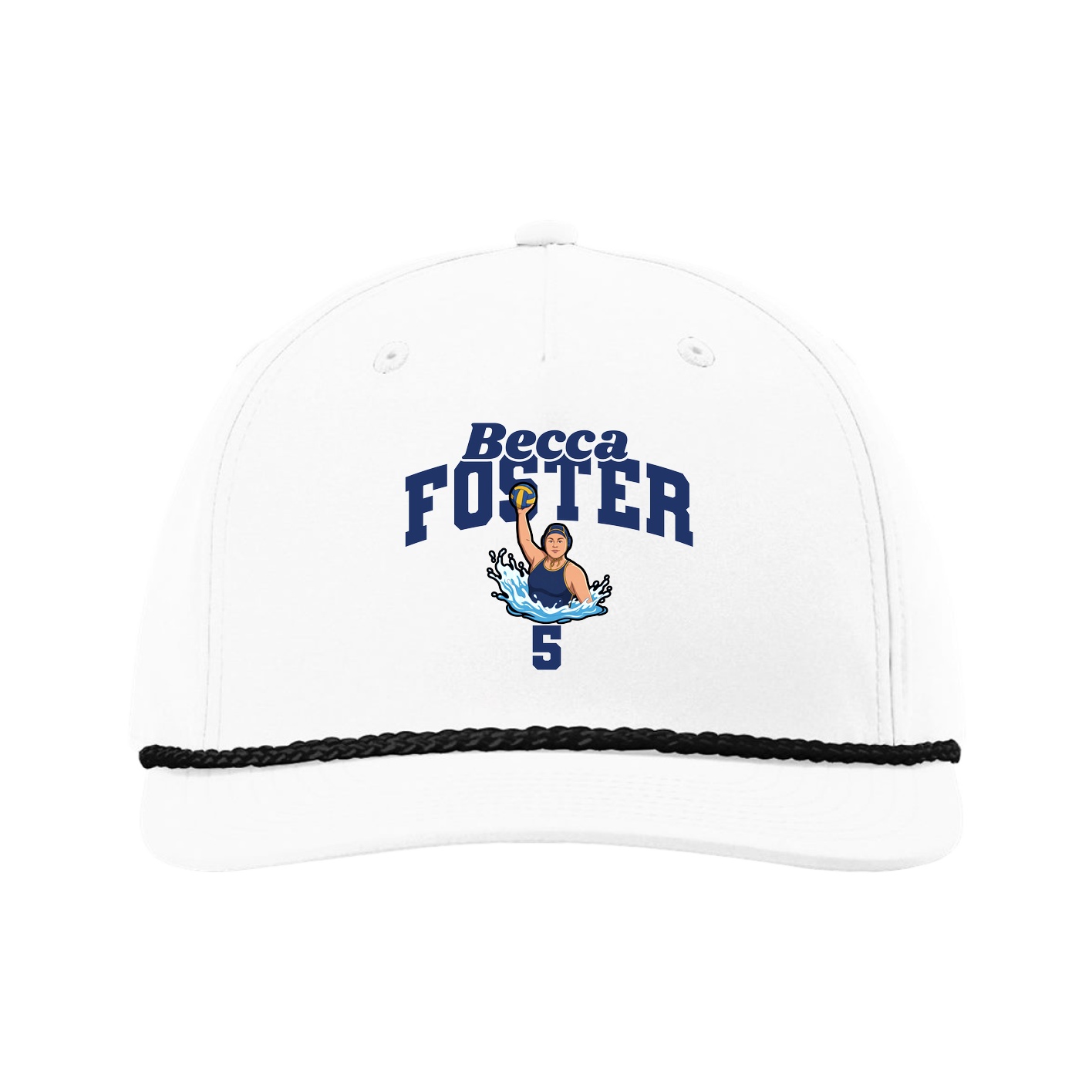 Five-Panel Classic Rope Cap — Signature Arch in White