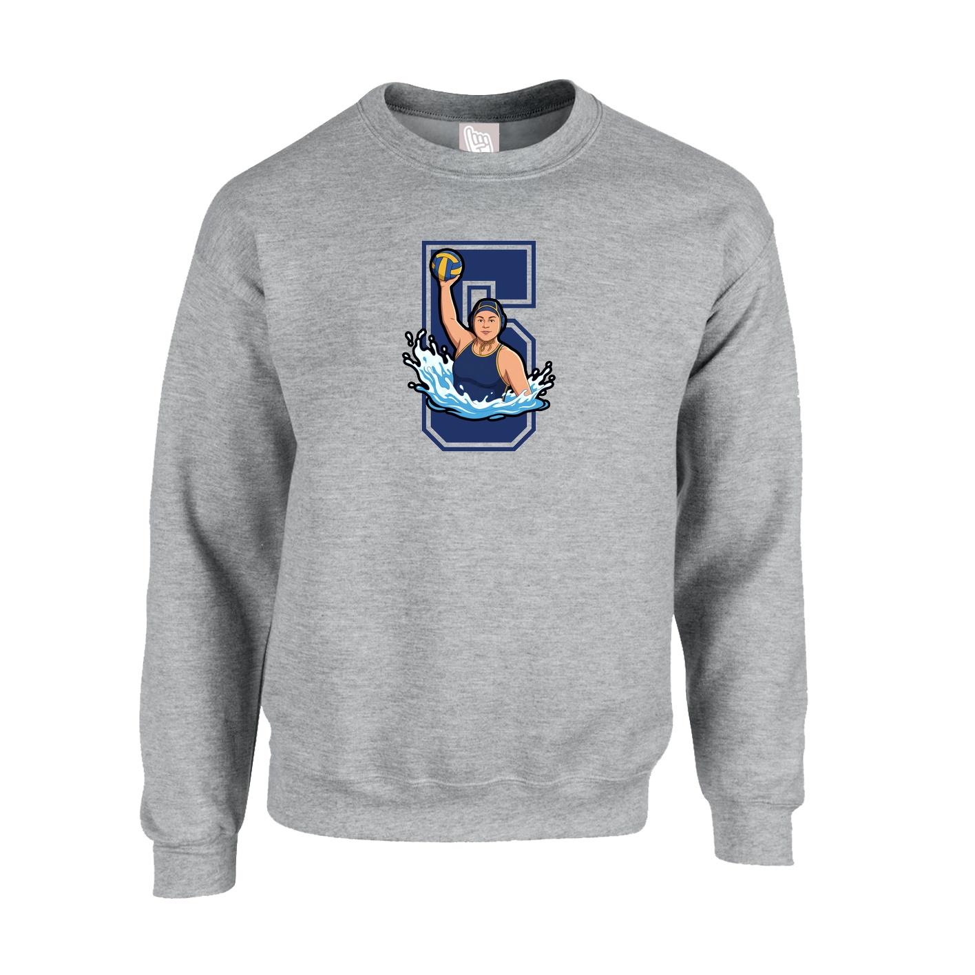 Fleece Crew — Number in Grey