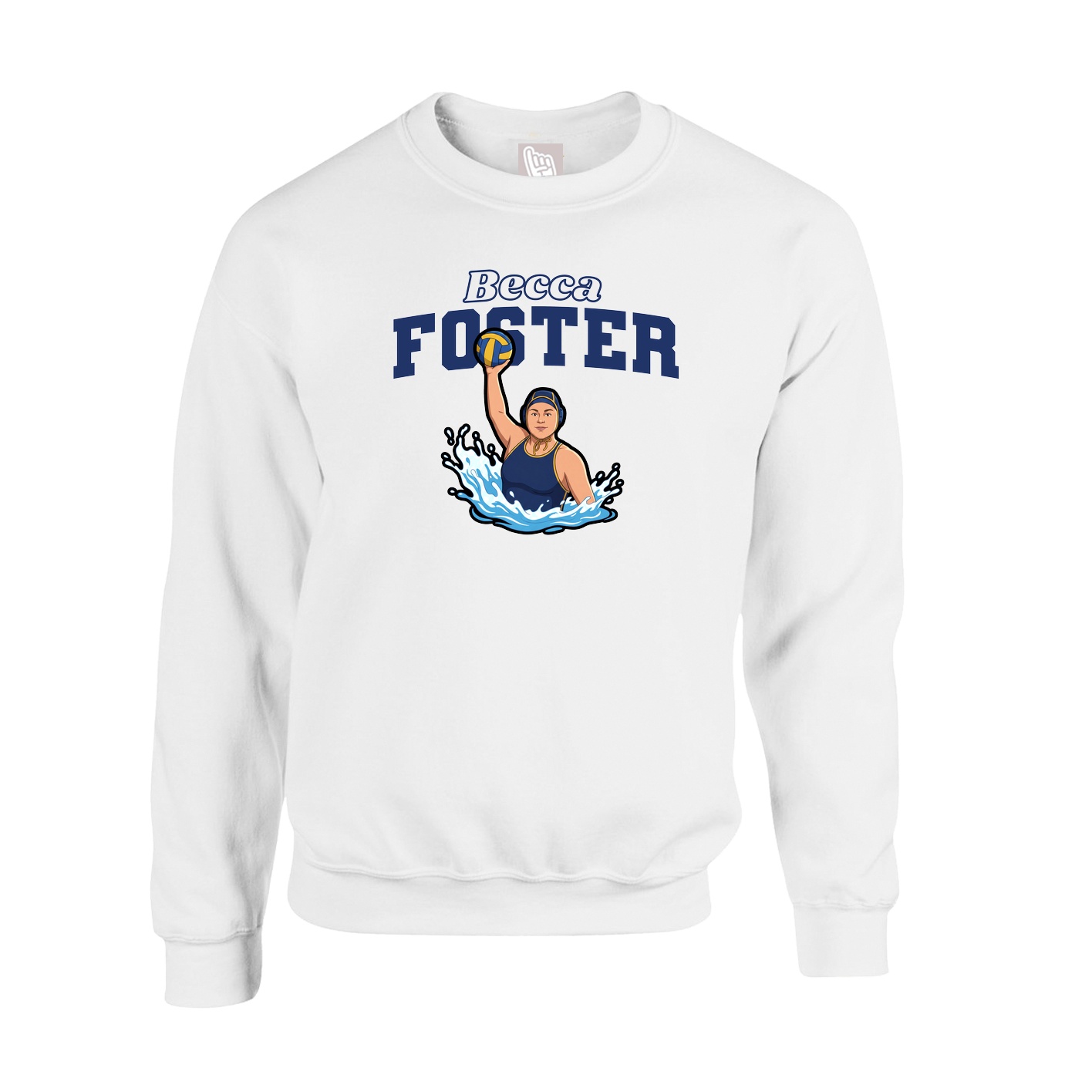 Fleece Crew — Name Arch in White