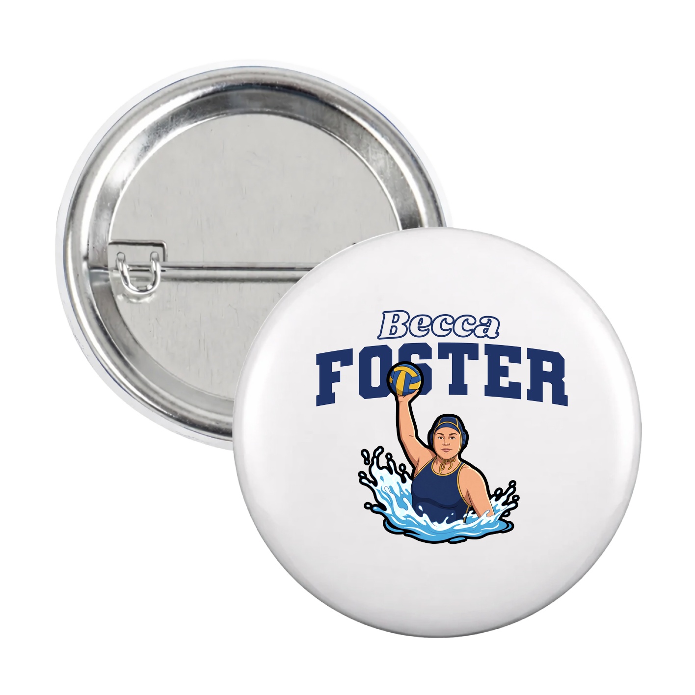 Game Day Button — Name Arch in White