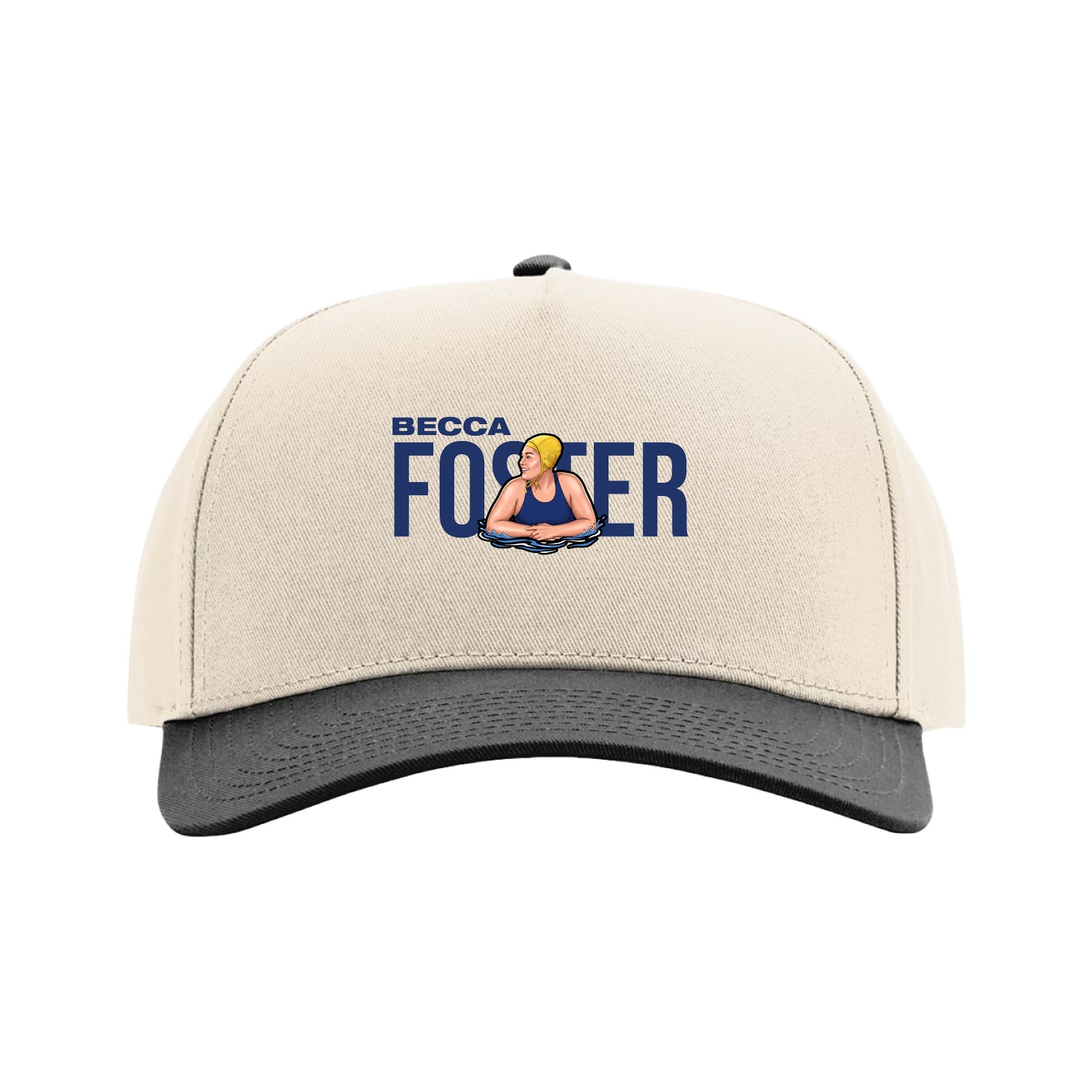 Full Fabric Five-Panel Champ Cap — Player Name in Cream/Black