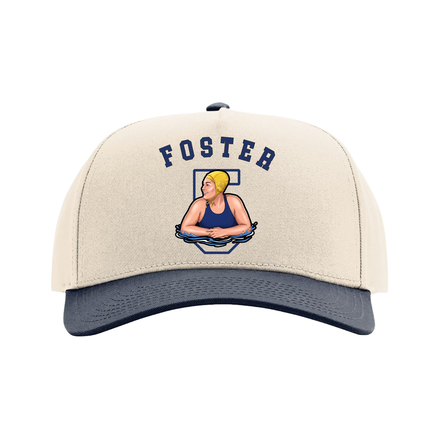 Full Fabric Five-Panel Champ Cap — Shirsey Arch in Cream/Navy