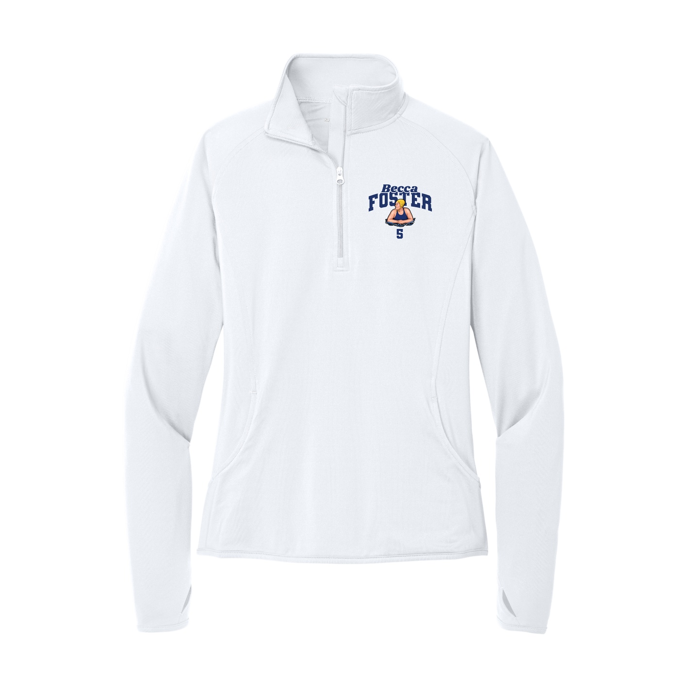 Women's Q-Zip Pullover — Signature Arch in White
