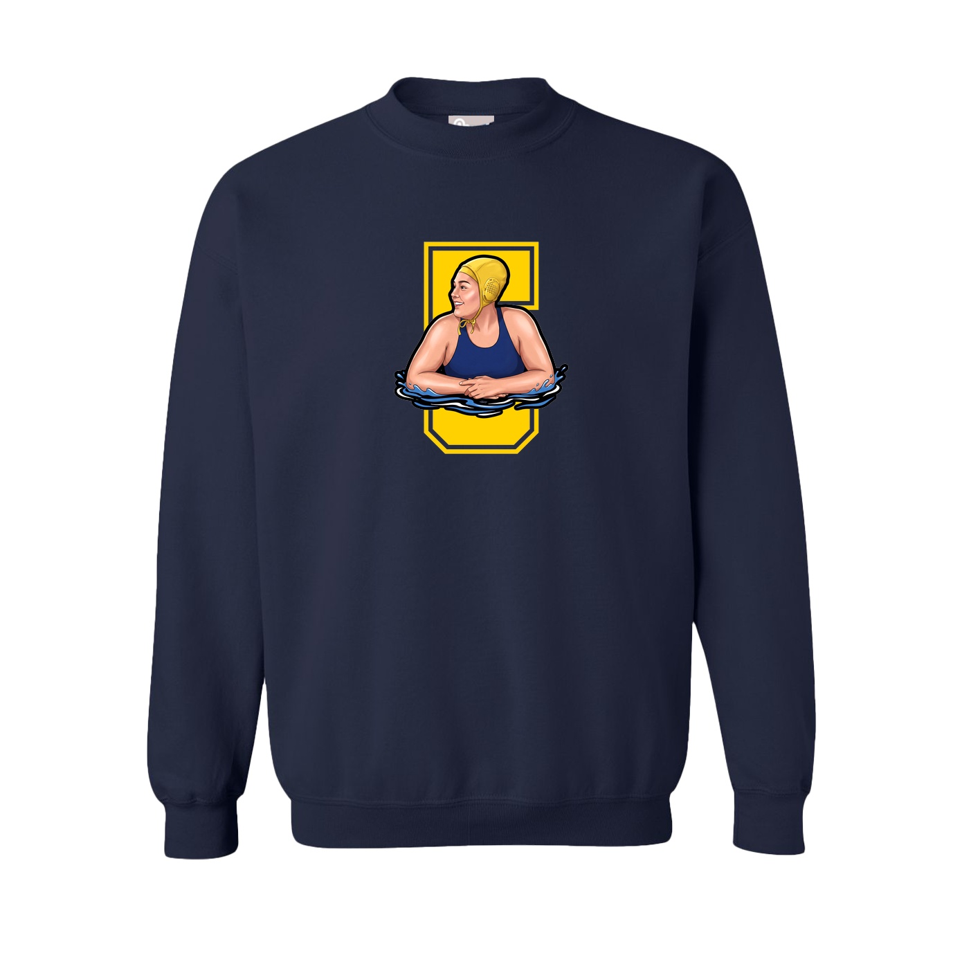 Fleece Crew — Number in Navy