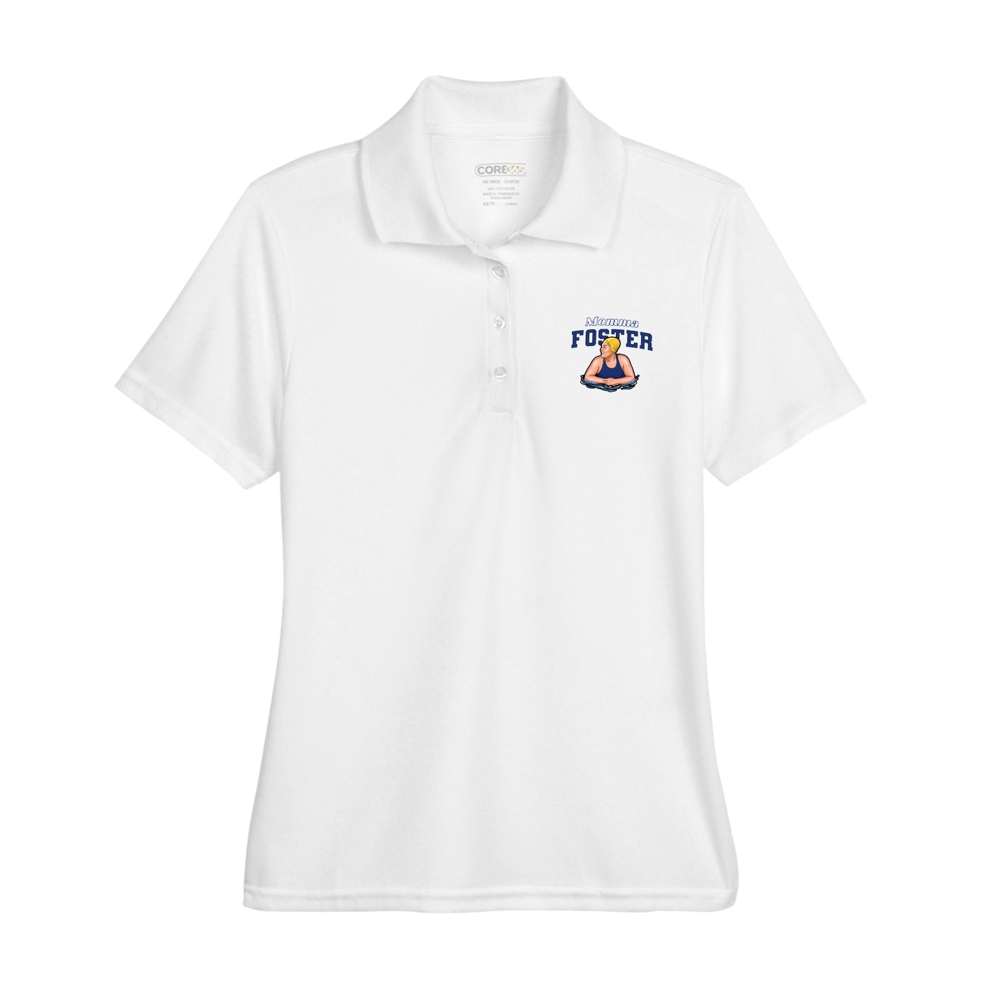 Womens Performance Polo — Mothers Day Block in White