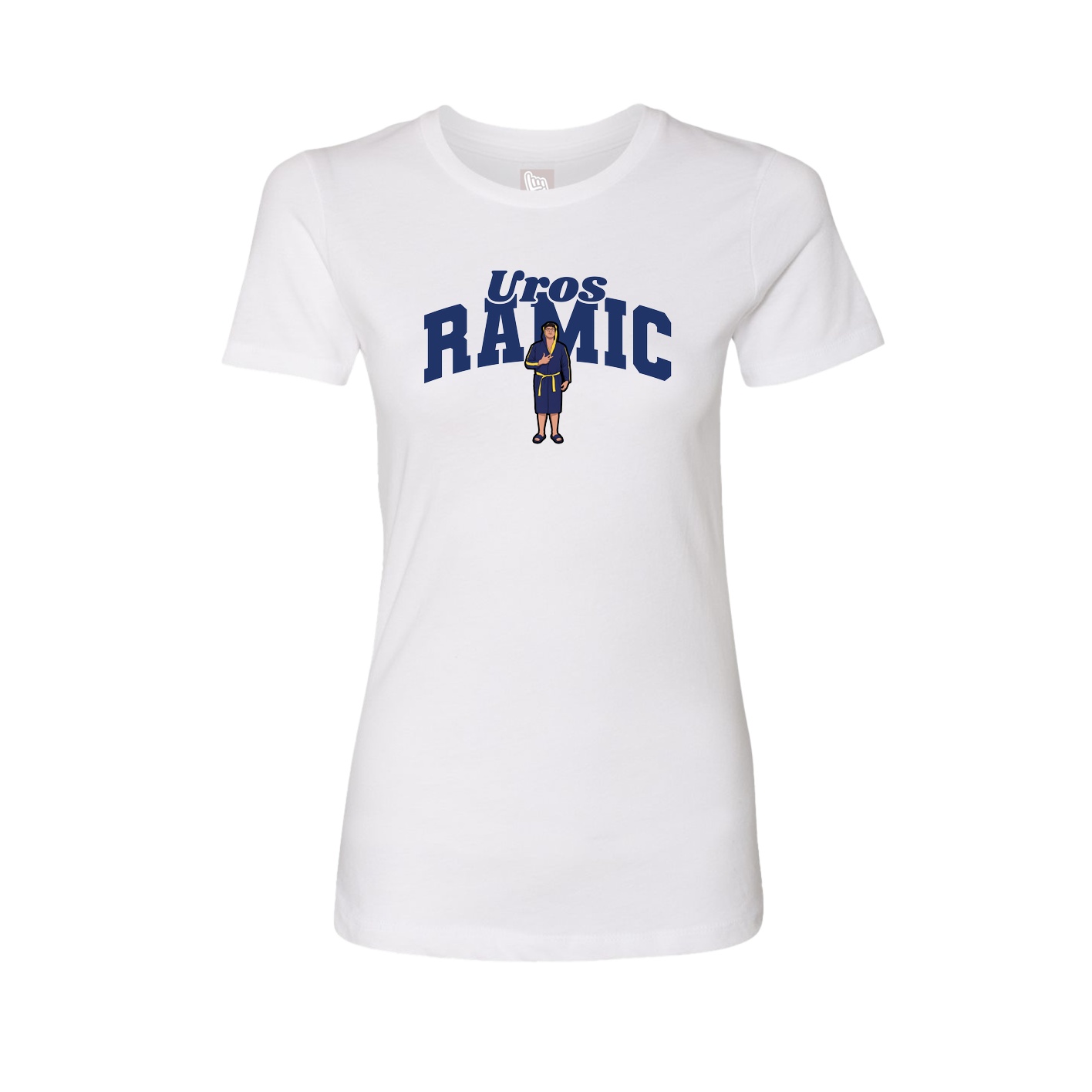 Fitted Women's Tee — Signature Arch in White