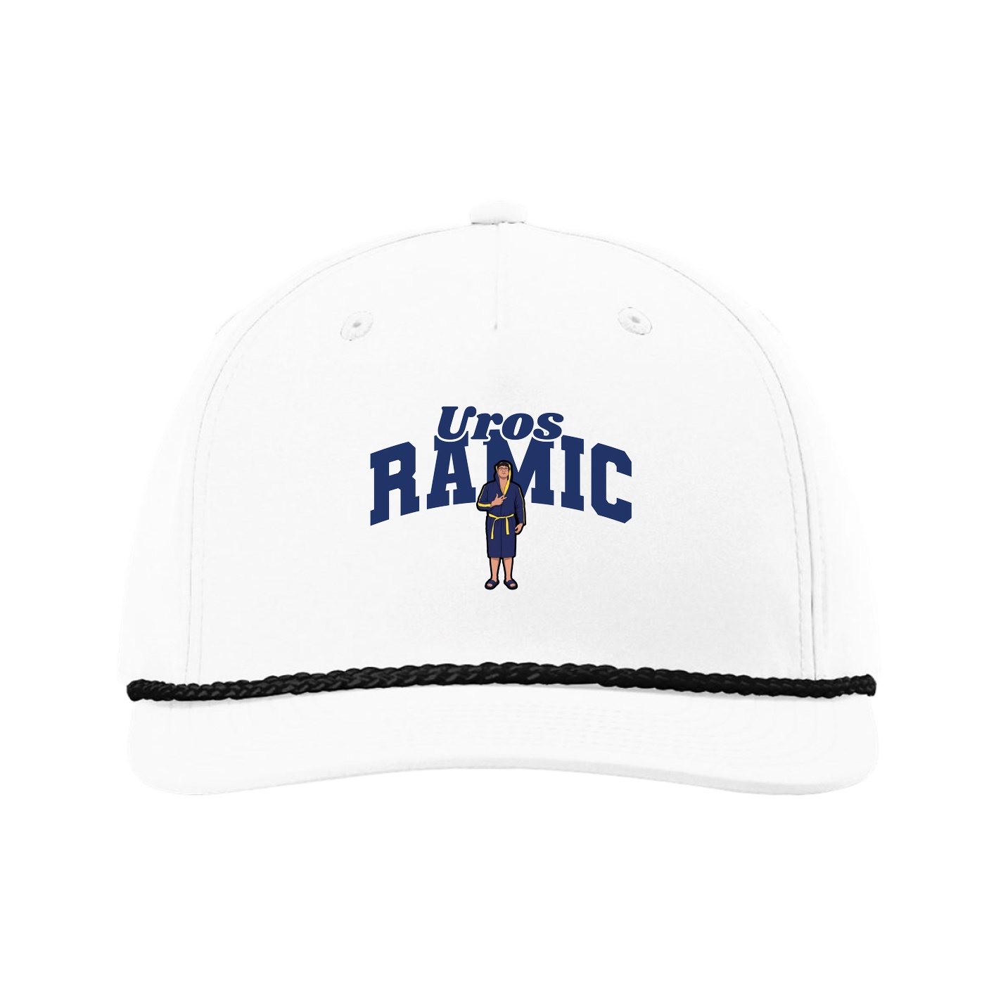 Five-Panel Classic Rope Cap — Signature Arch in White
