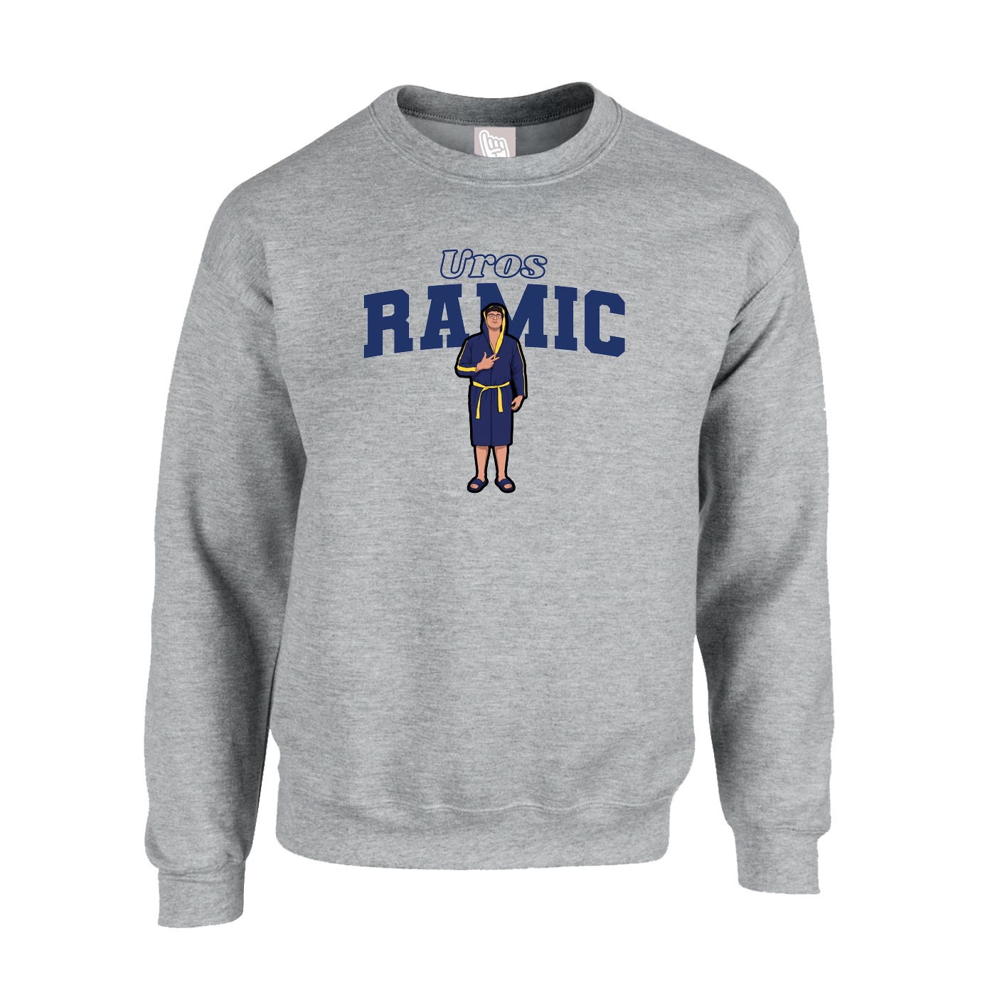 Fleece Crew — Name Arch in Grey