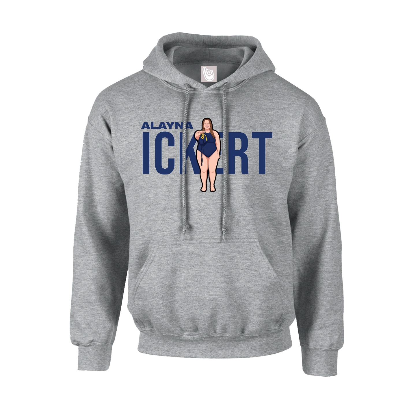 Hoodie — Player Name in Grey