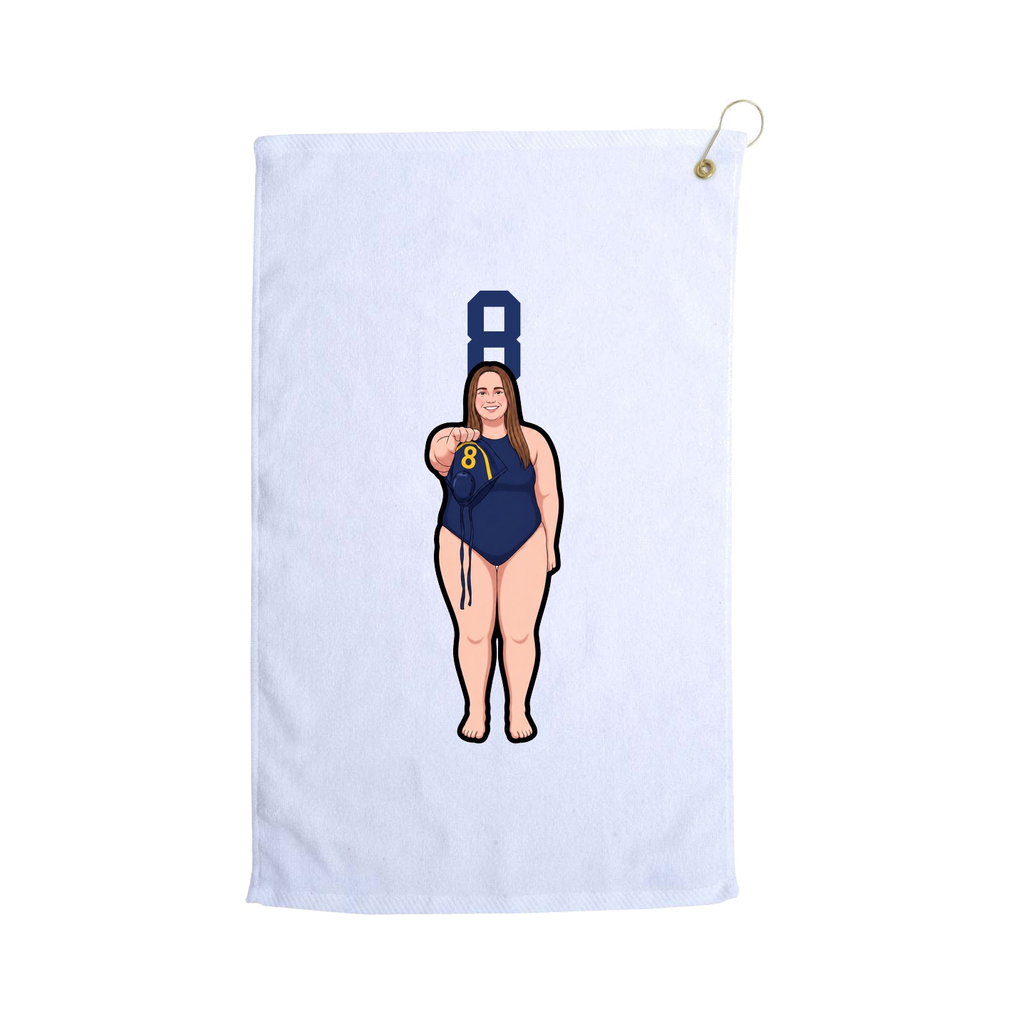 Golf Towel — Number Top in White