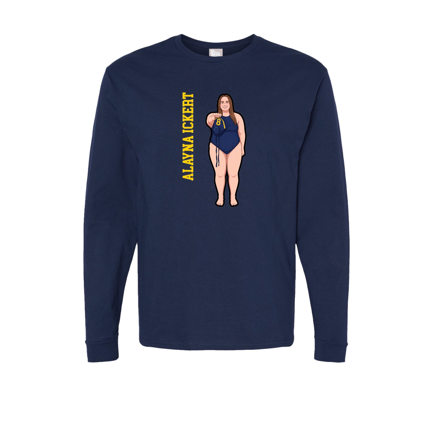 Long Sleeve Tee — Name Vertical in Navy