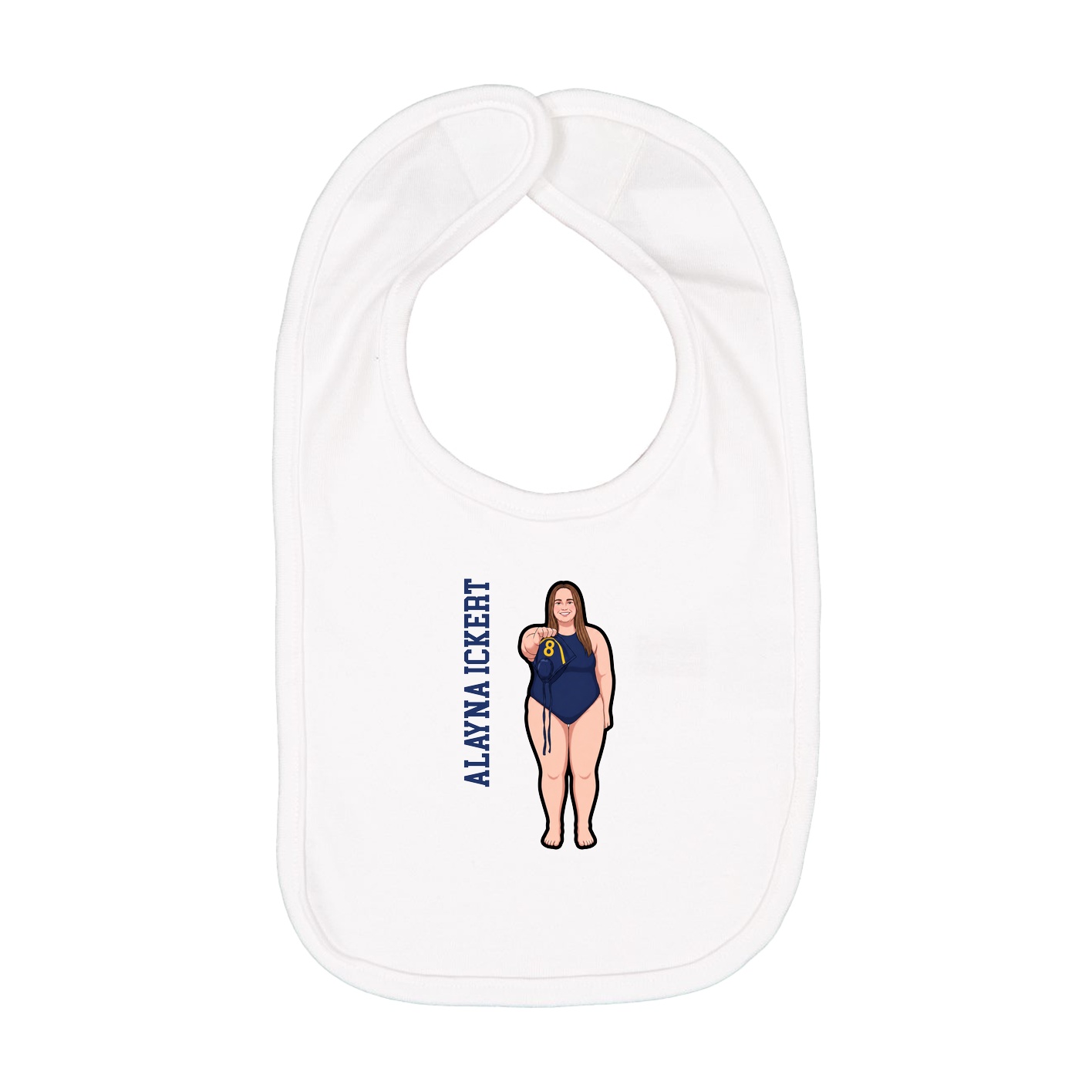 Infant Bib — Name Vertical in White