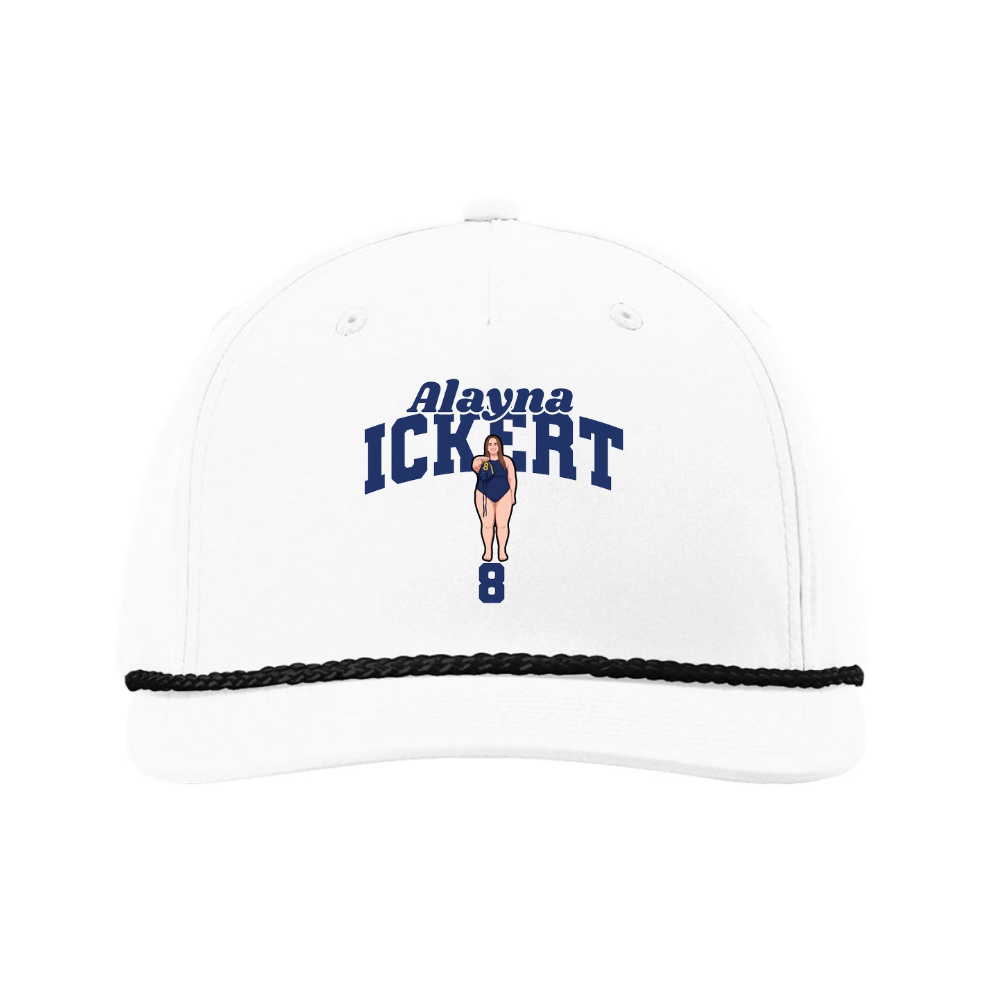 Five-Panel Classic Rope Cap — Signature Arch in White
