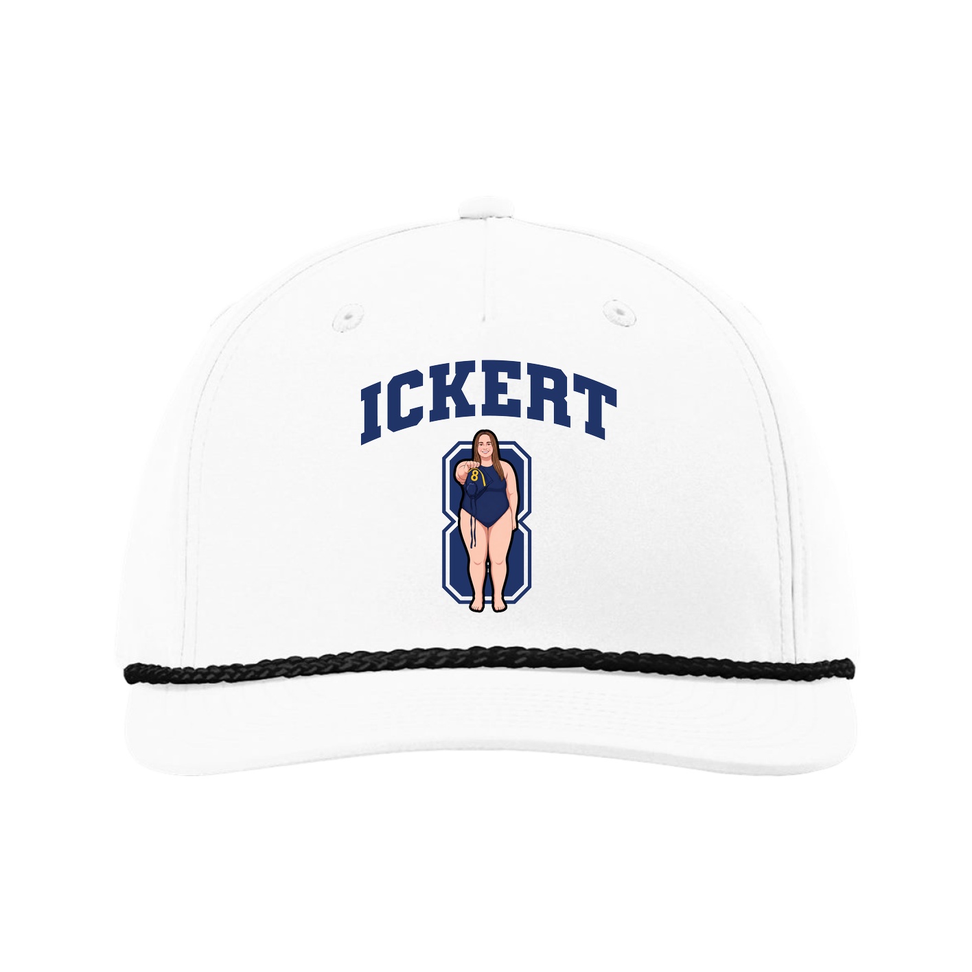 Five-Panel Classic Rope Cap — Number in White