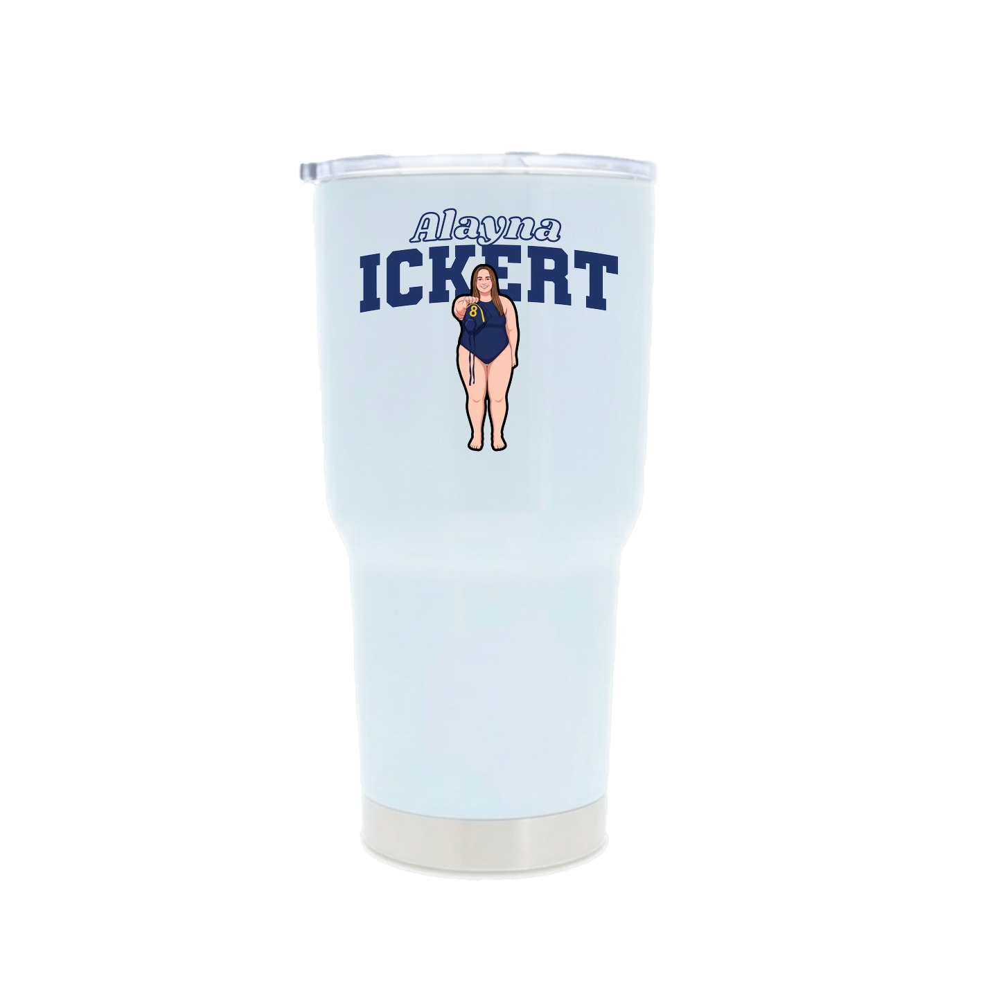 30oz Stainless Steel Tumbler — Name Arch in White