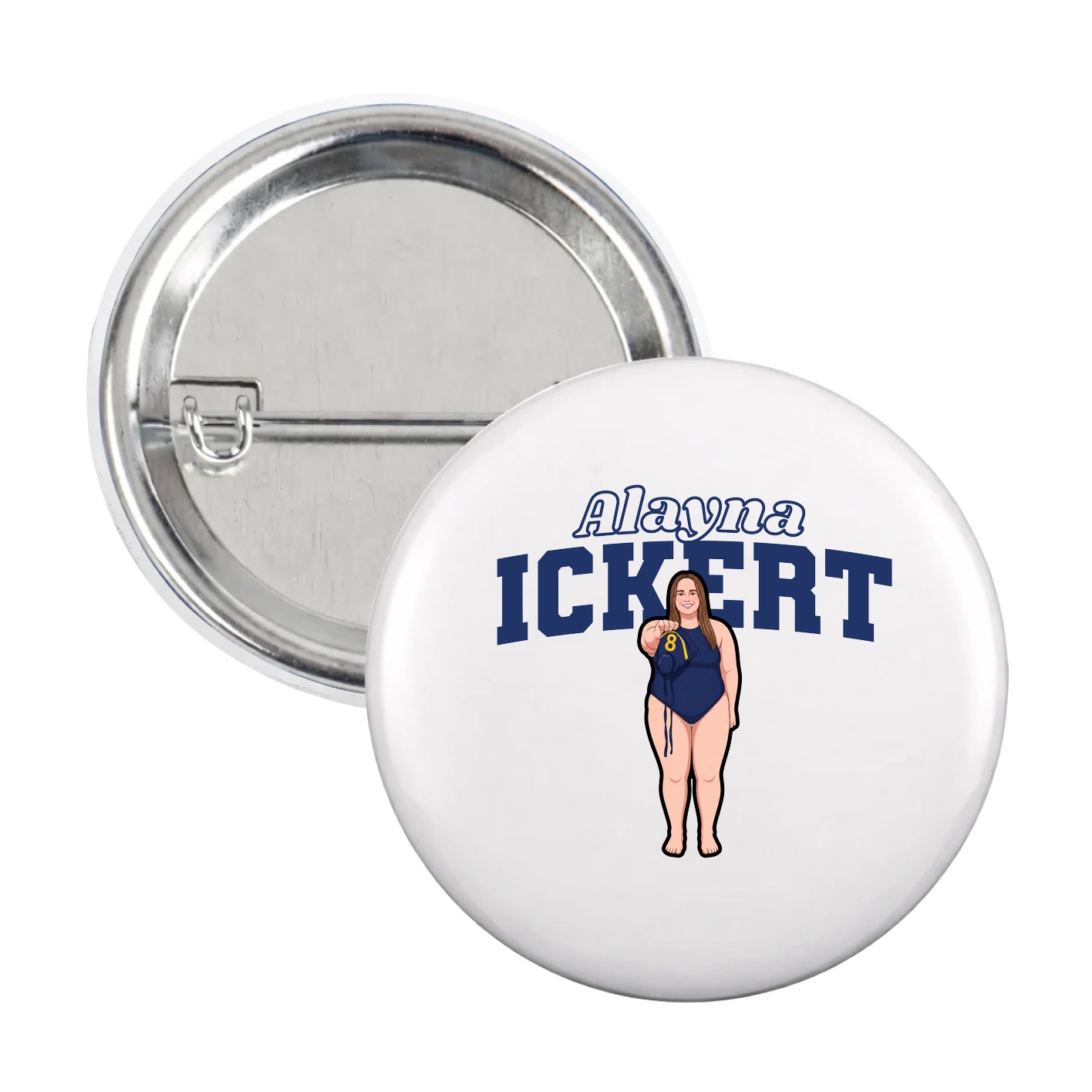 Game Day Button — Name Arch in White