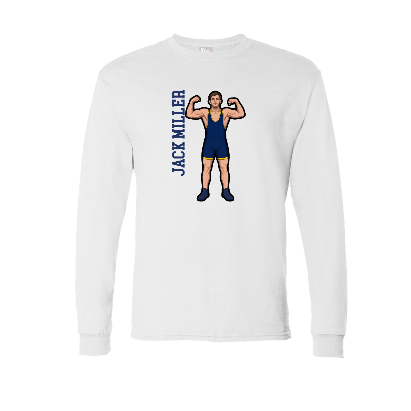 Long Sleeve Tee — Name Vertical in White