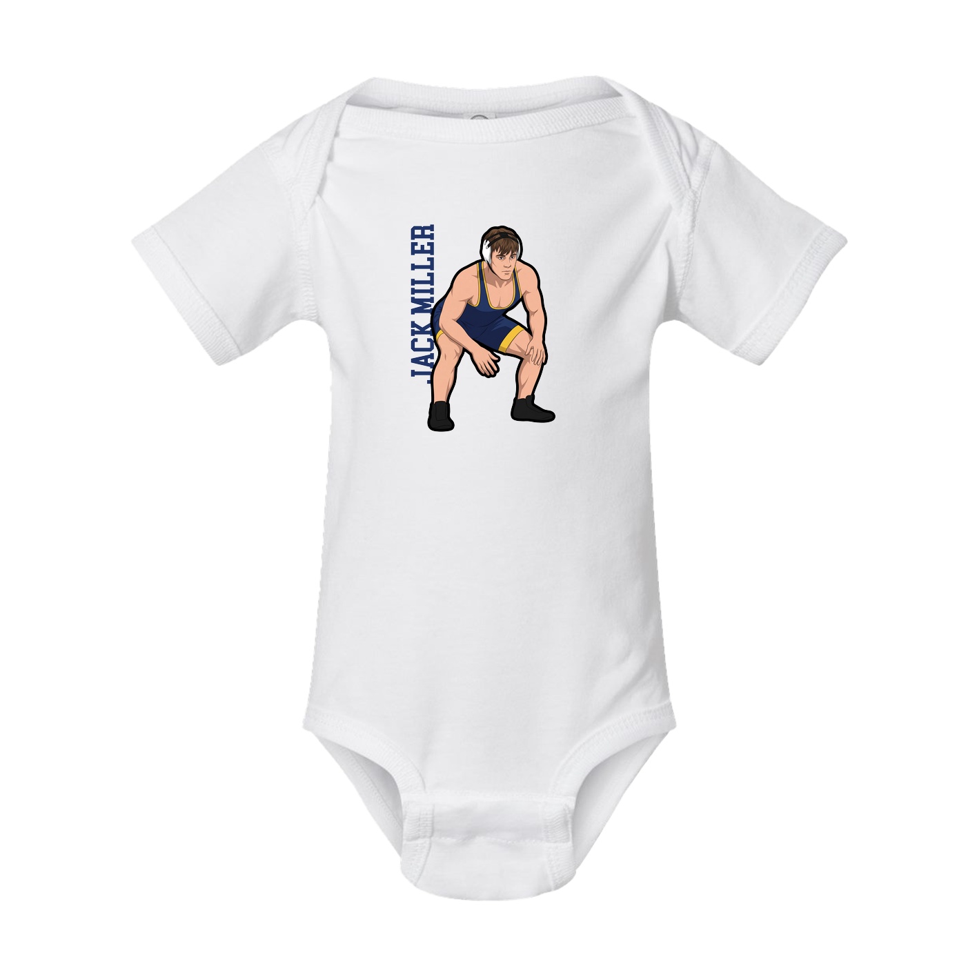 Baby Onesie — Name Vertical in White