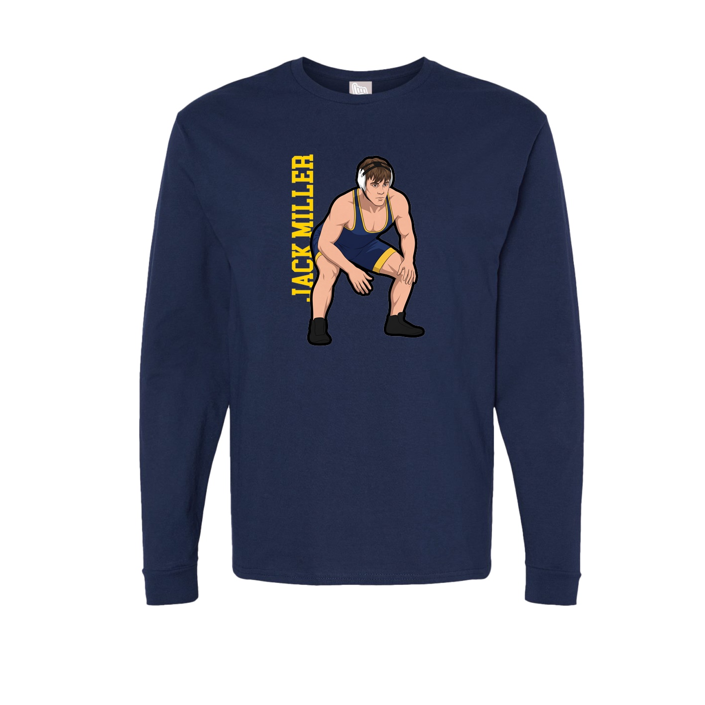 Long Sleeve Tee — Name Vertical in Navy