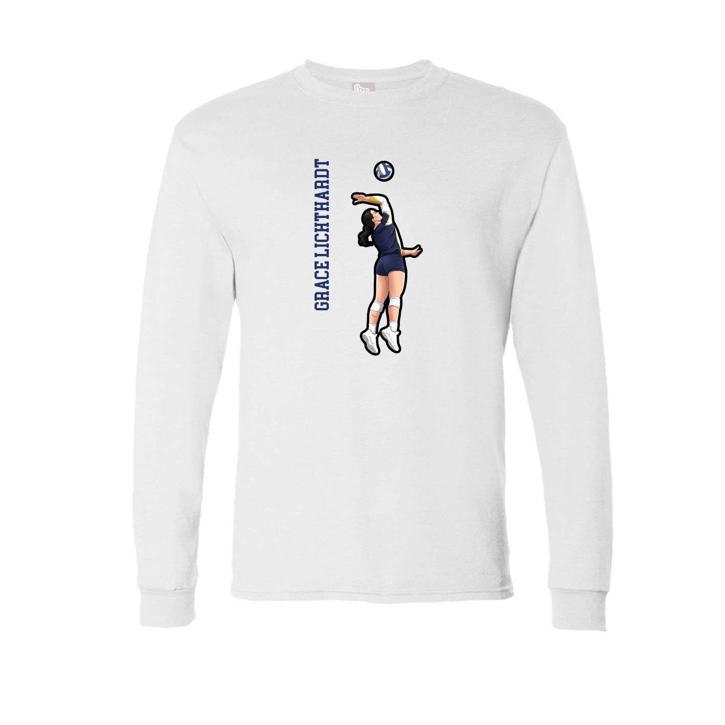 Long Sleeve Tee — Name Vertical in White