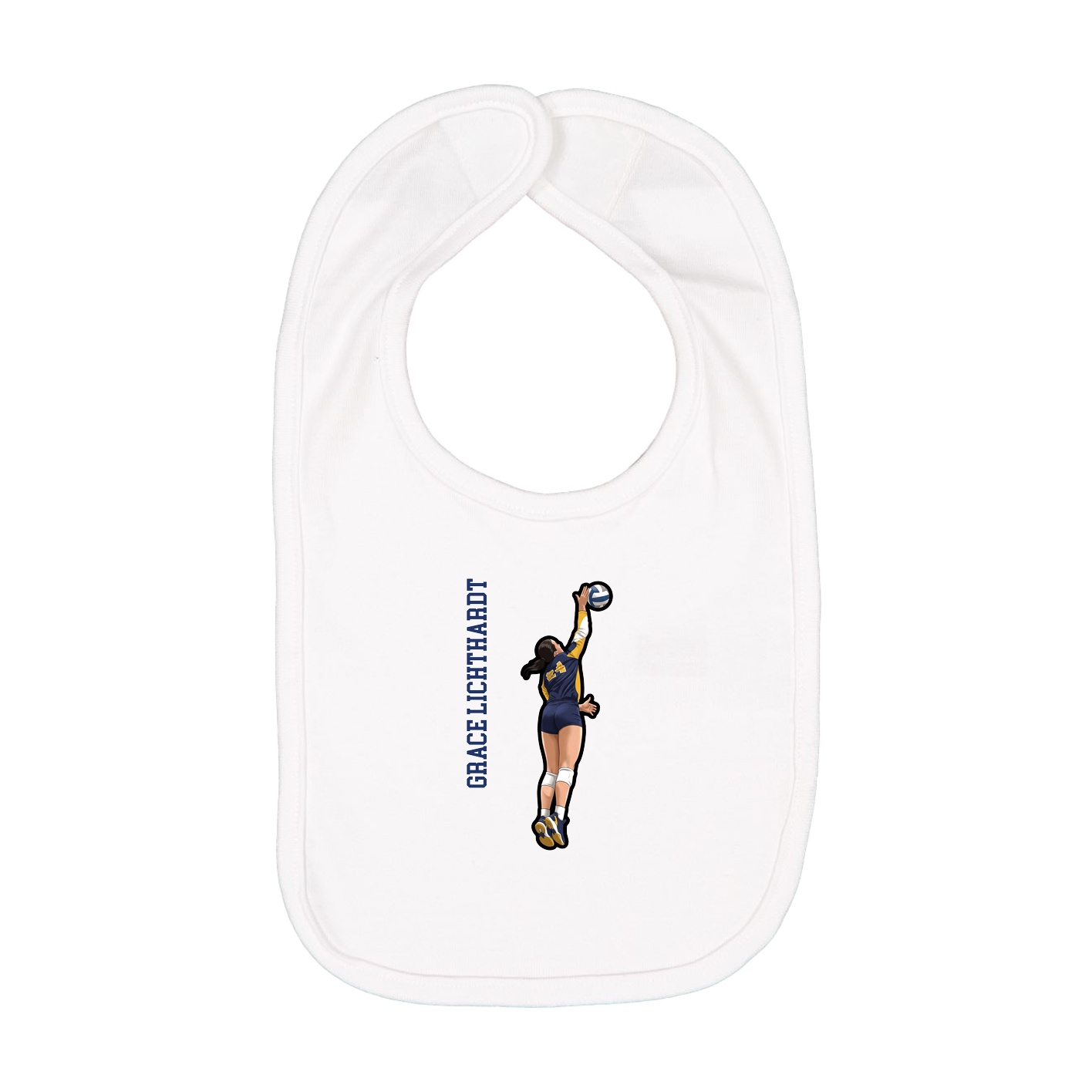 Infant Bib — Name Vertical in White