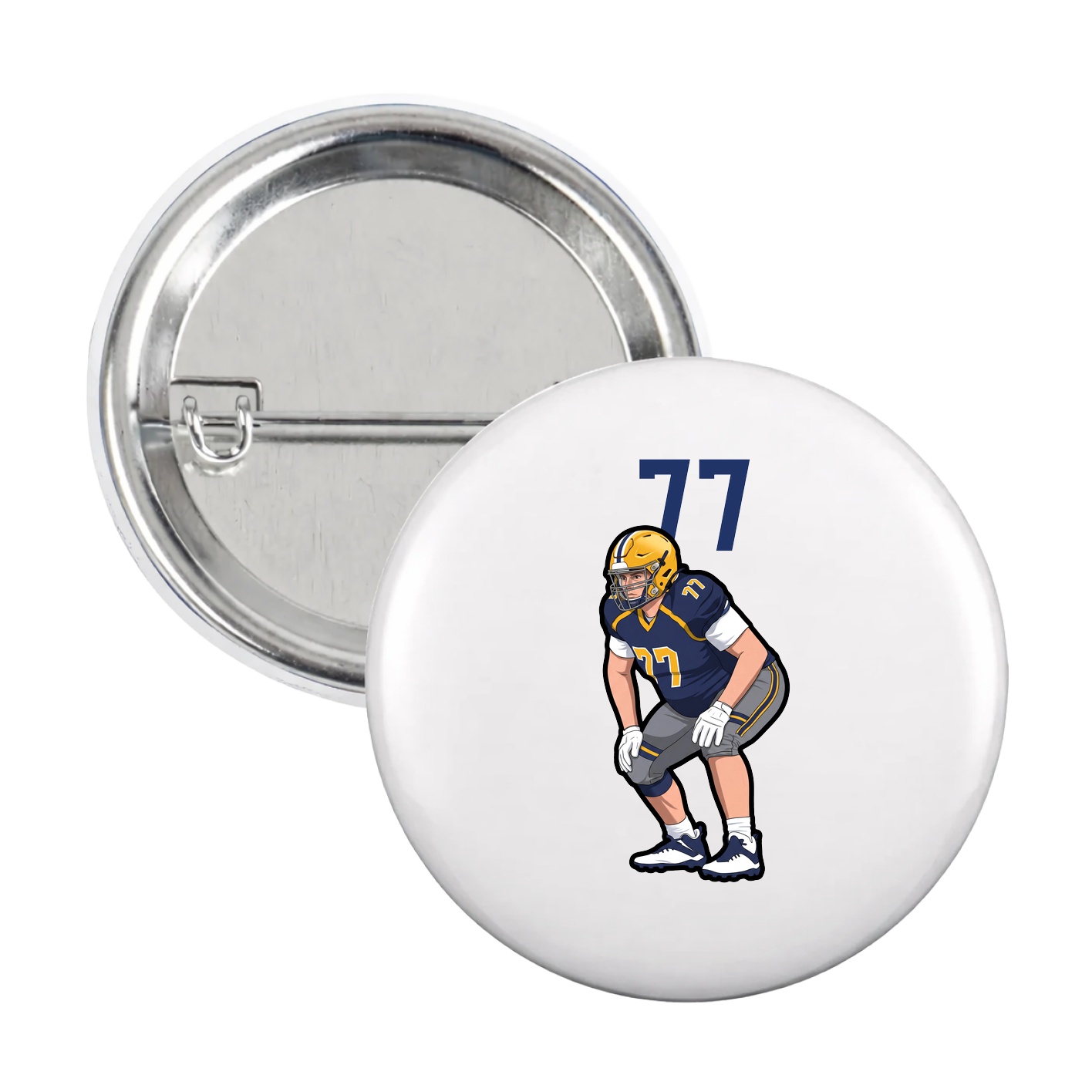 Game Day Button — Number Top in White