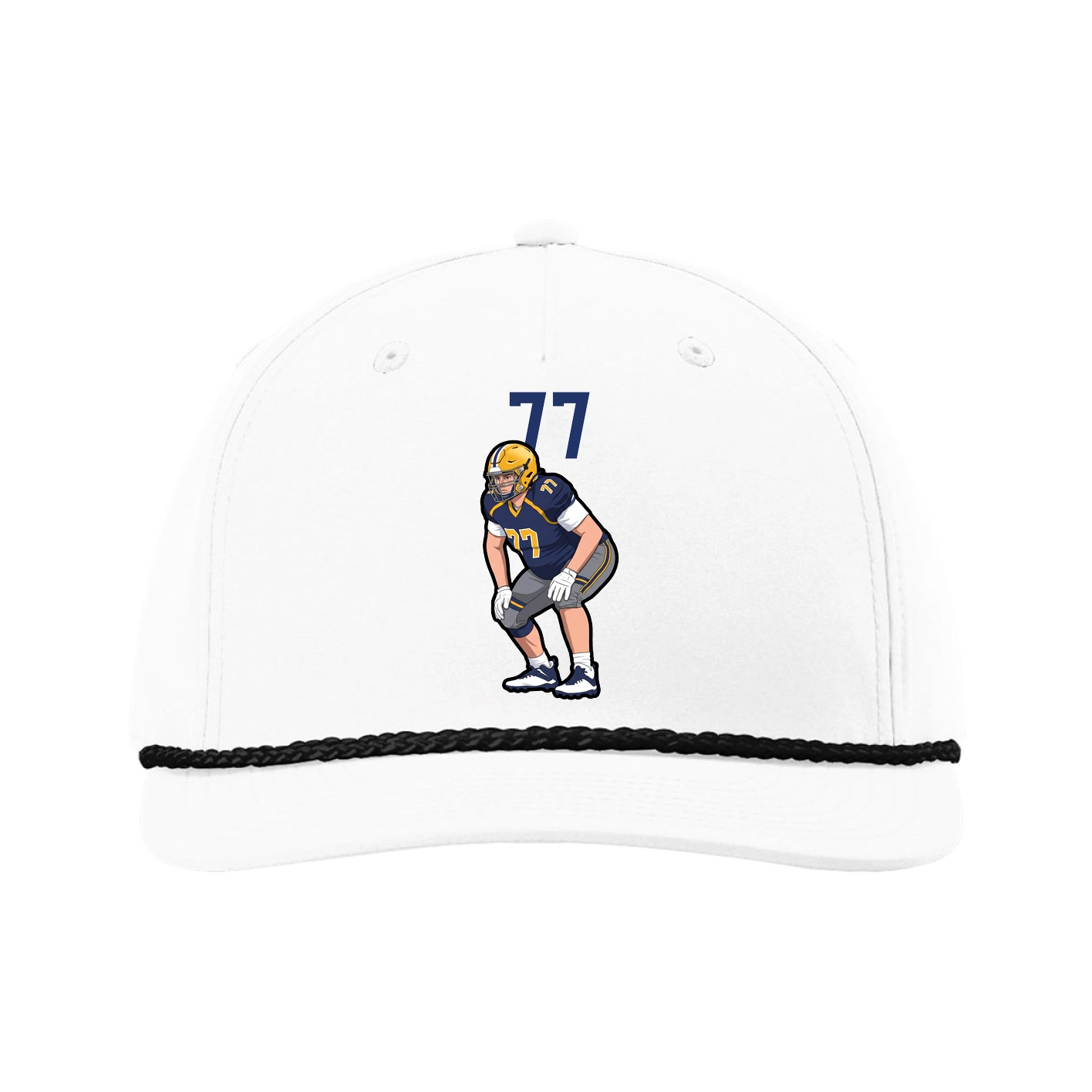 Five-Panel Classic Rope Cap — Number Top in White