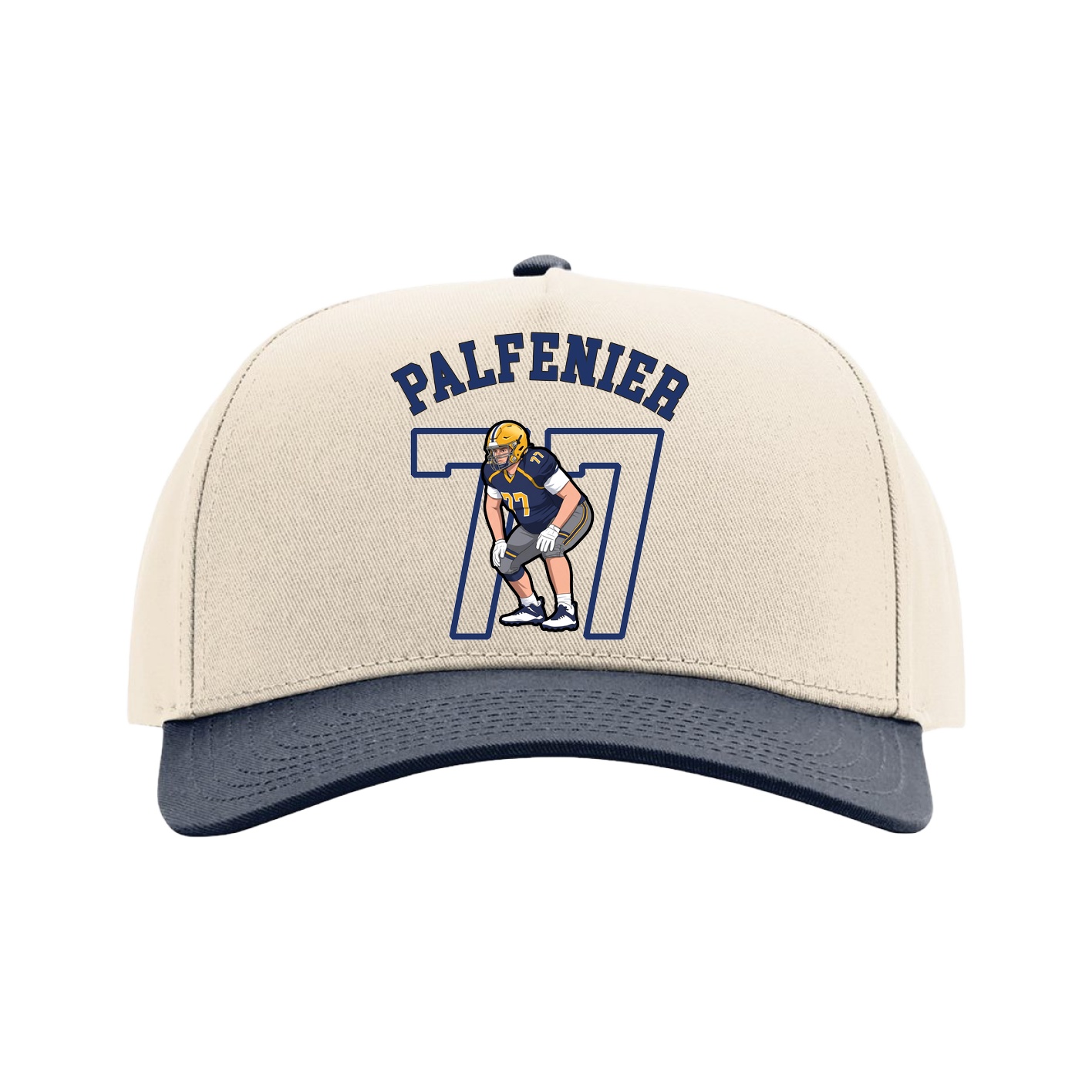 Full Fabric Five-Panel Champ Cap — Shirsey Arch in Cream/Navy