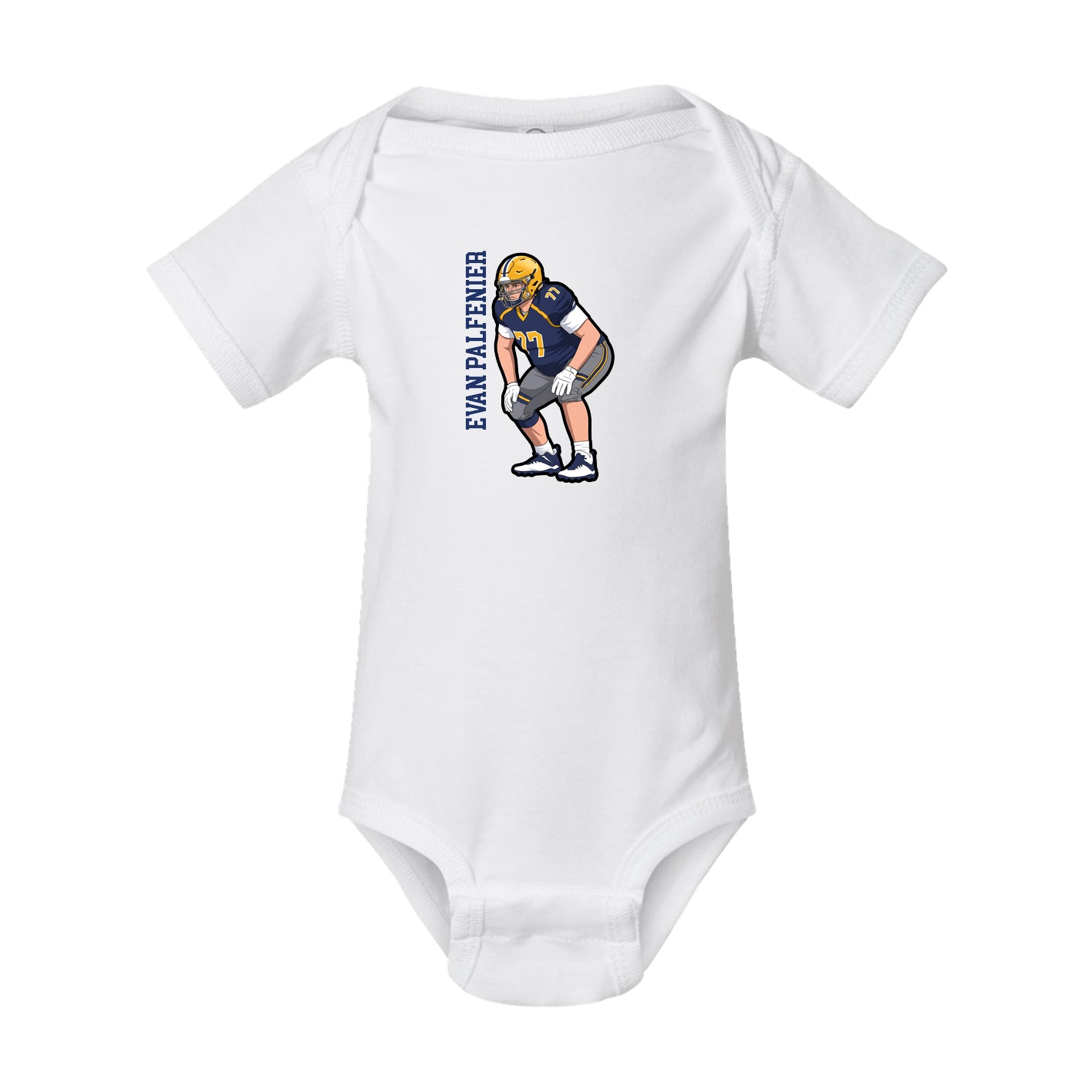 Baby Onesie — Name Vertical in White