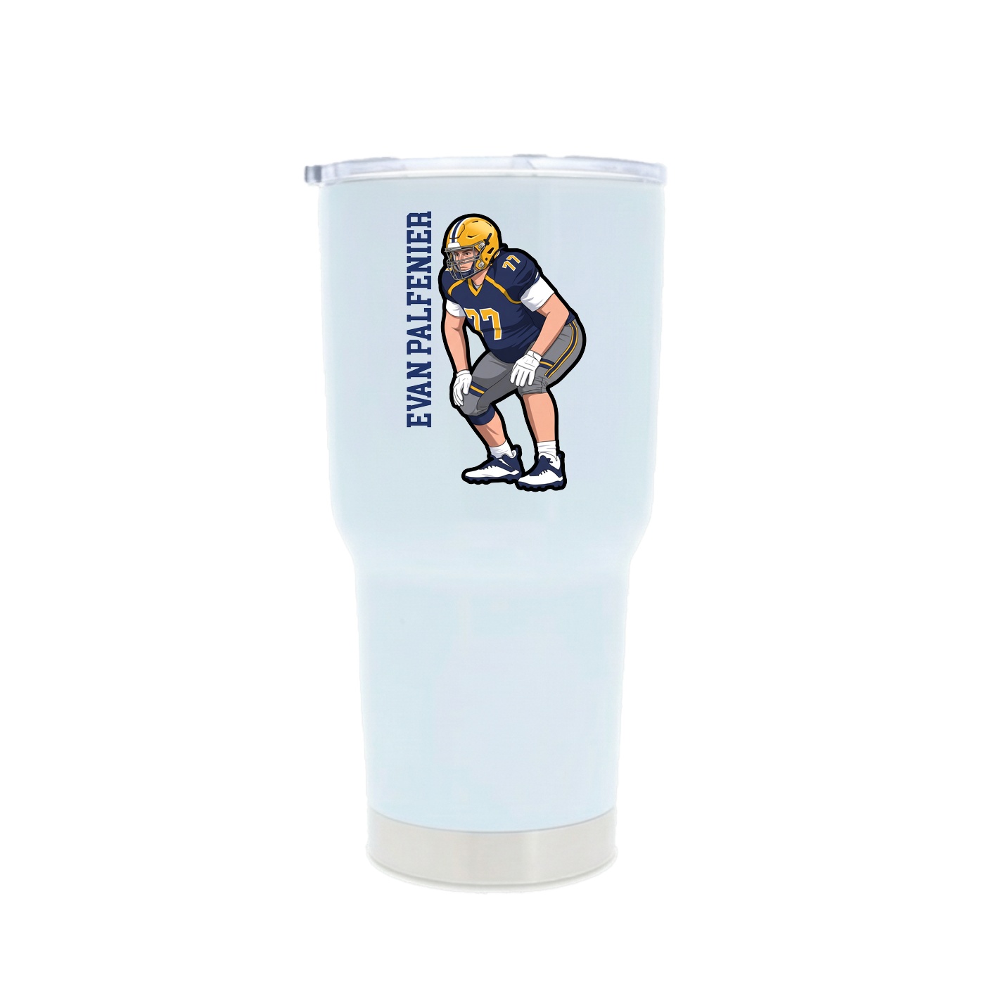 30oz Stainless Steel Tumbler — Name Vertical in White
