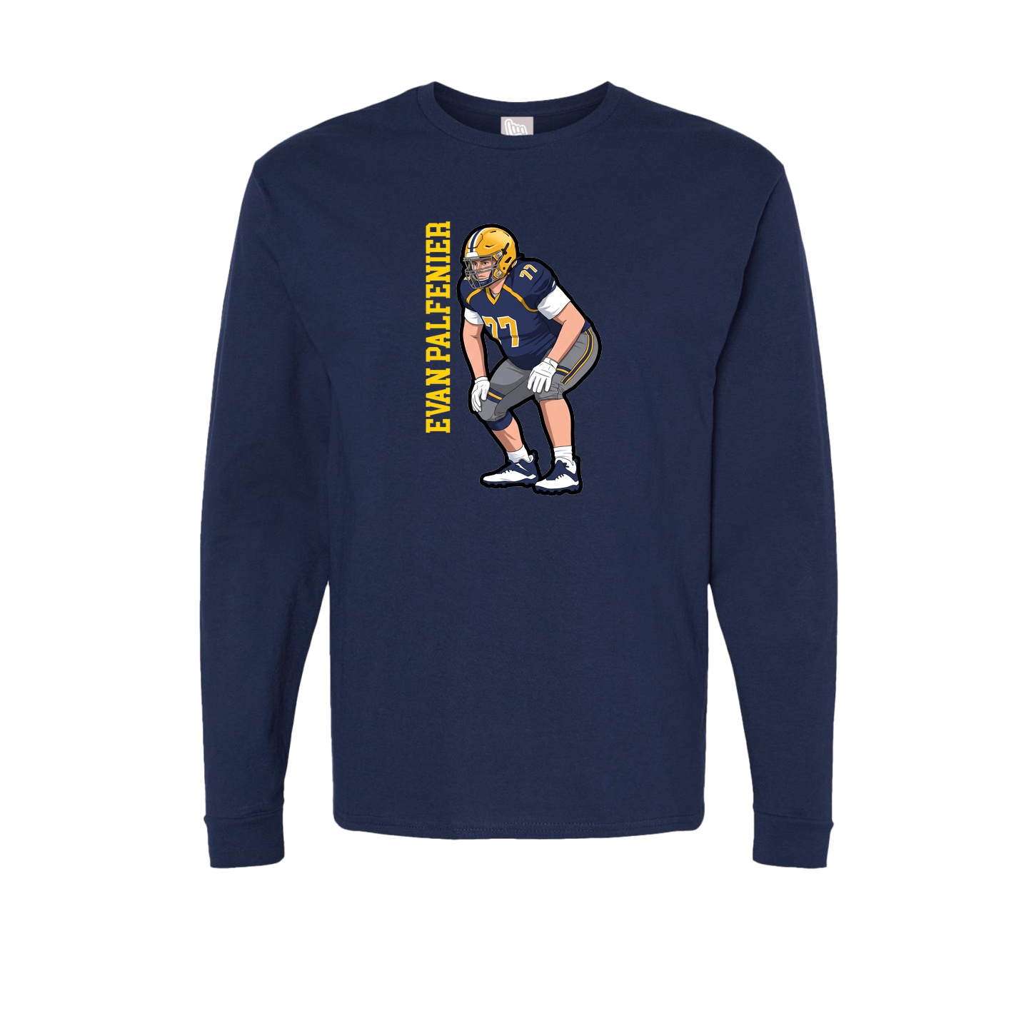 Long Sleeve Tee — Name Vertical in Navy