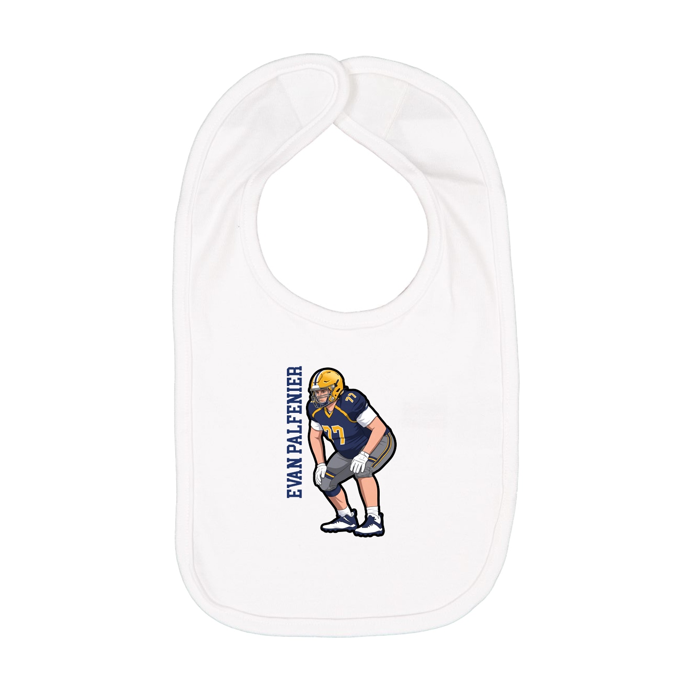 Infant Bib — Name Vertical in White