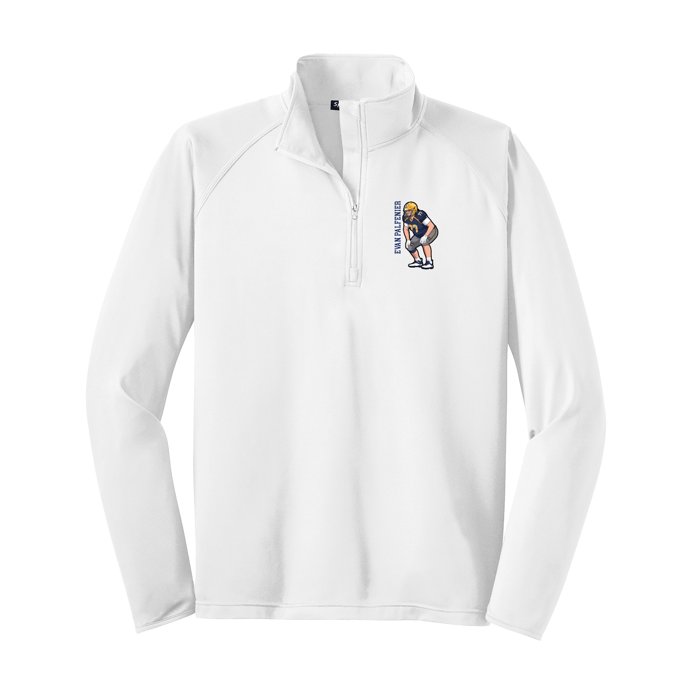 Q-Zip Pullover — Name Vertical in White