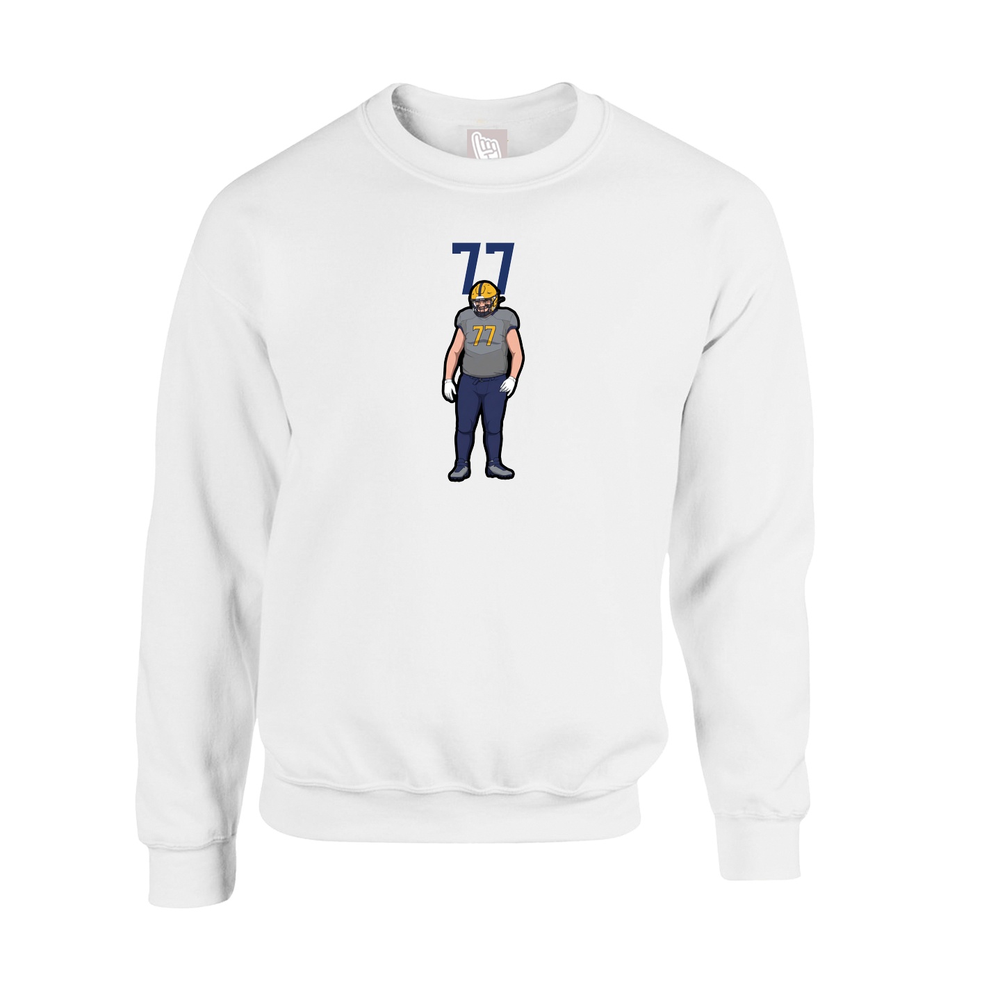 Fleece Crew — Number Top in White