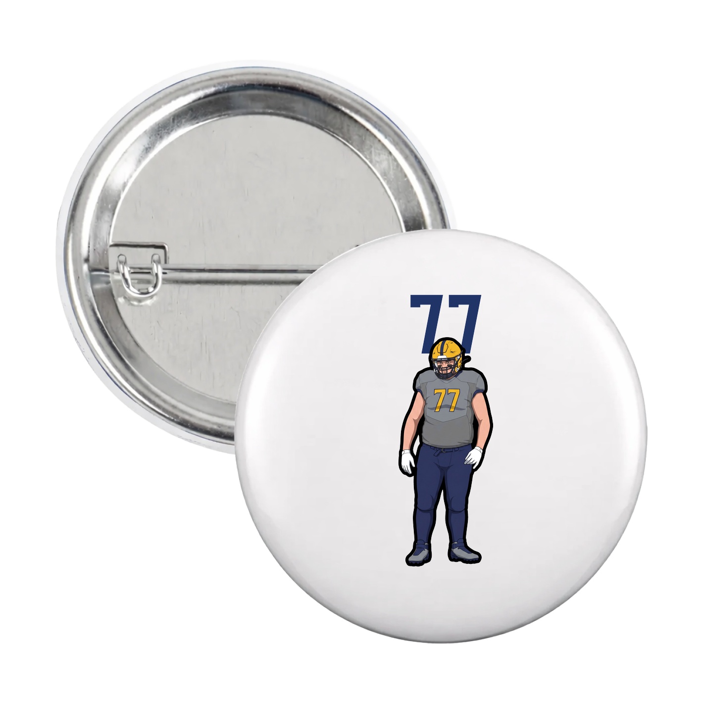 Game Day Button — Number Top in White