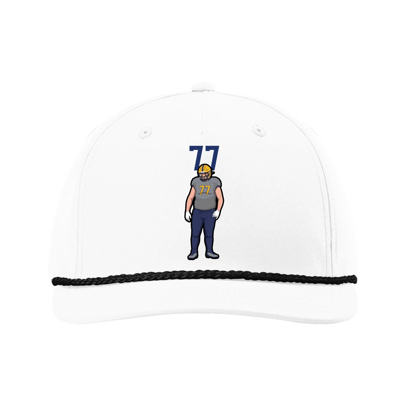 Five-Panel Classic Rope Cap — Number Top in White