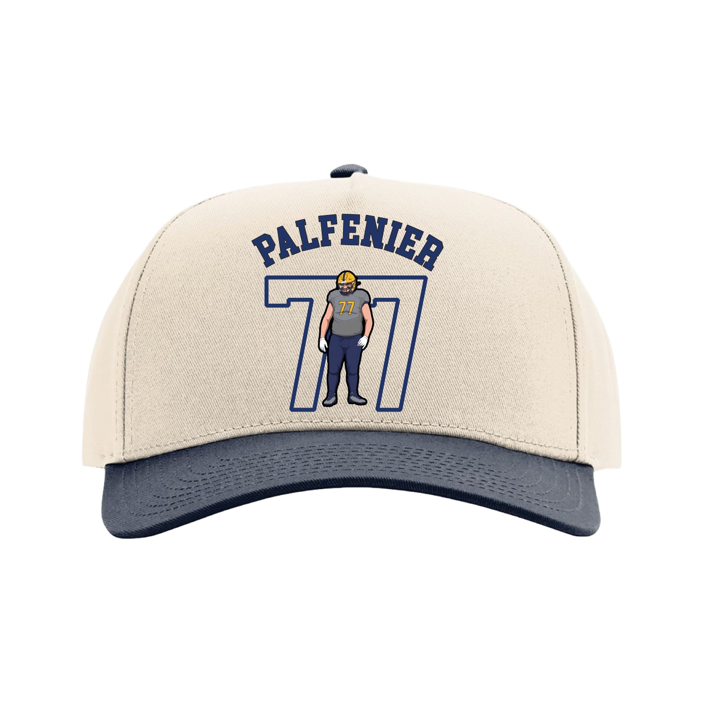 Full Fabric Five-Panel Champ Cap — Shirsey Arch in Cream/Navy