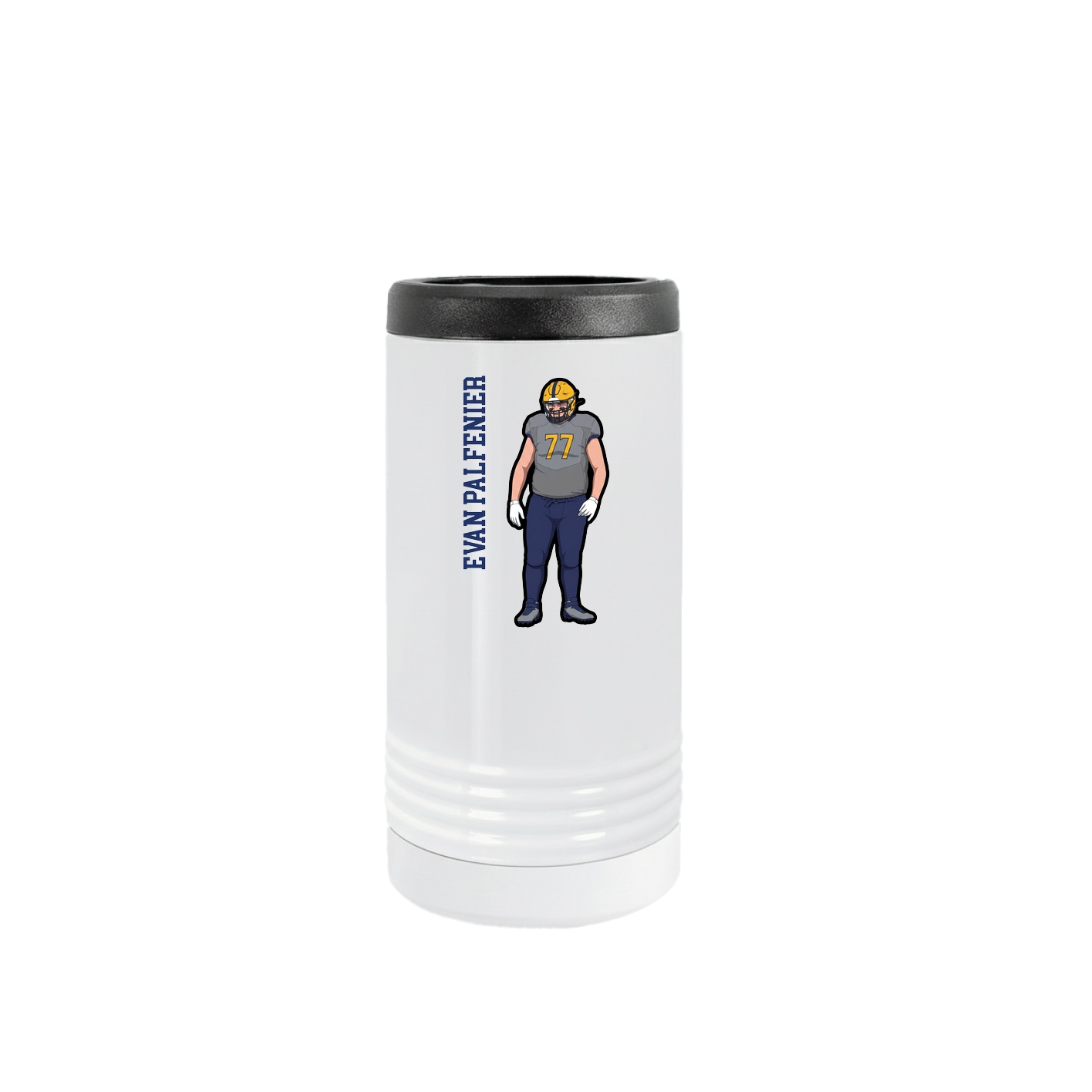 Slim Beverage Holder — Name Vertical in White