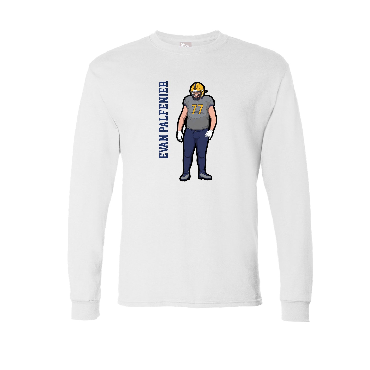 Long Sleeve Tee — Name Vertical in White