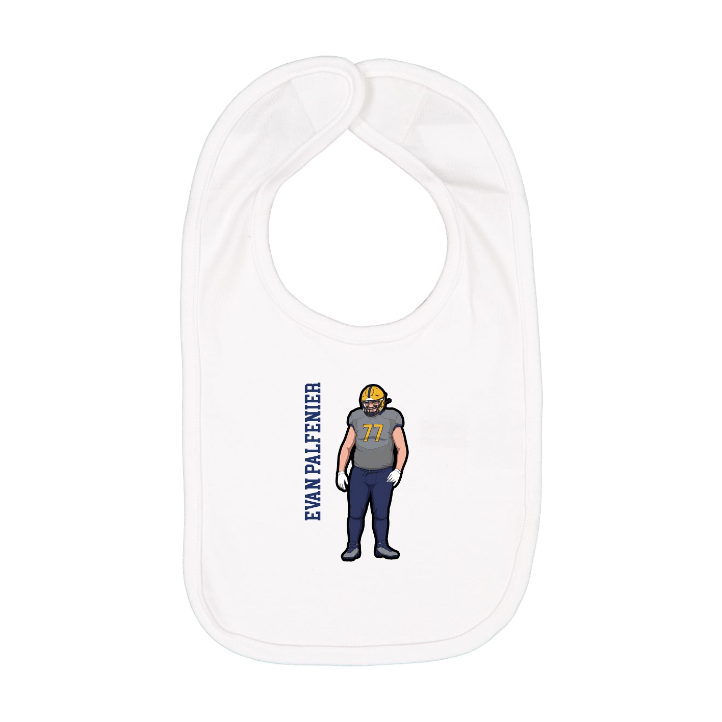 Infant Bib — Name Vertical in White