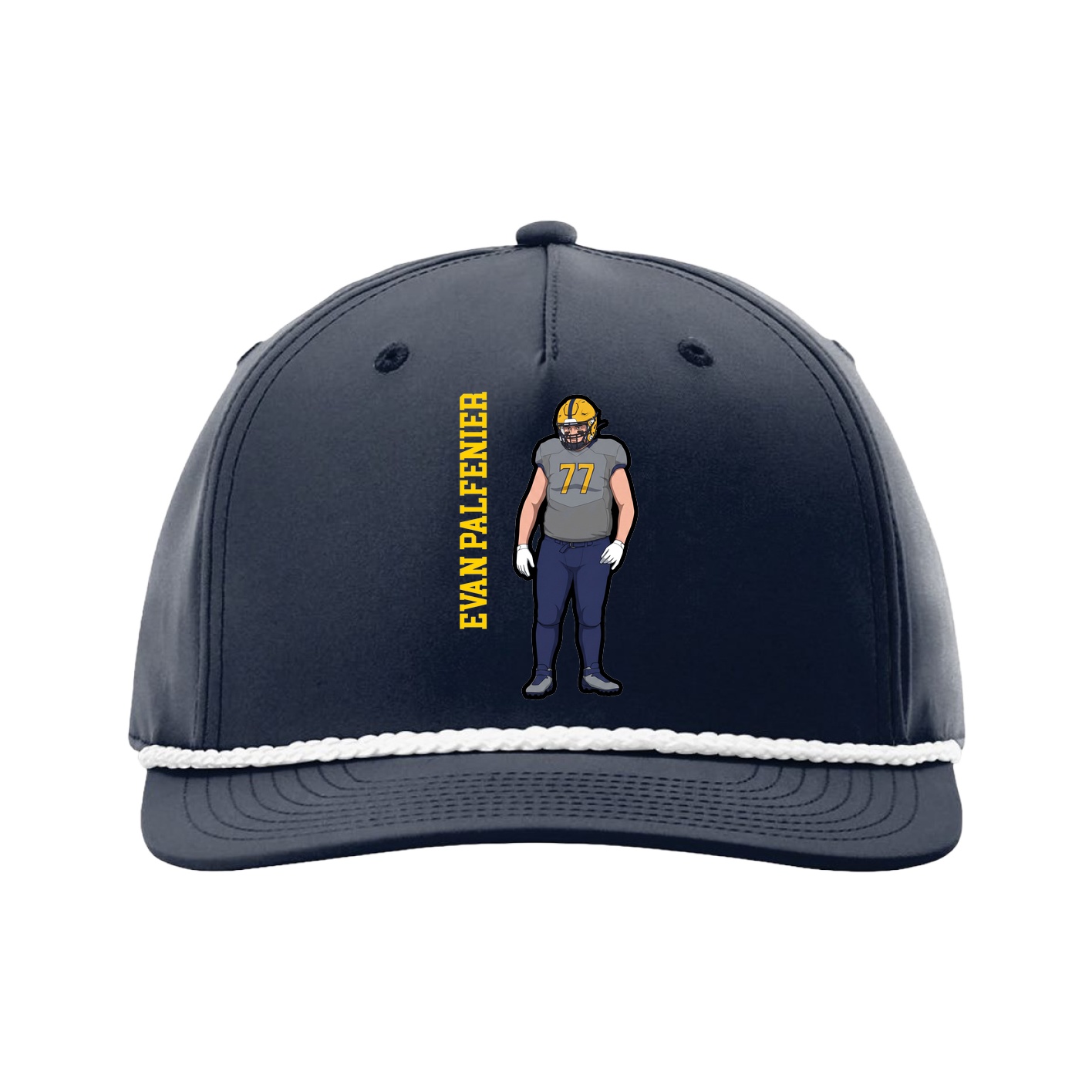 Five-Panel Classic Rope Cap — Name Vertical in Navy