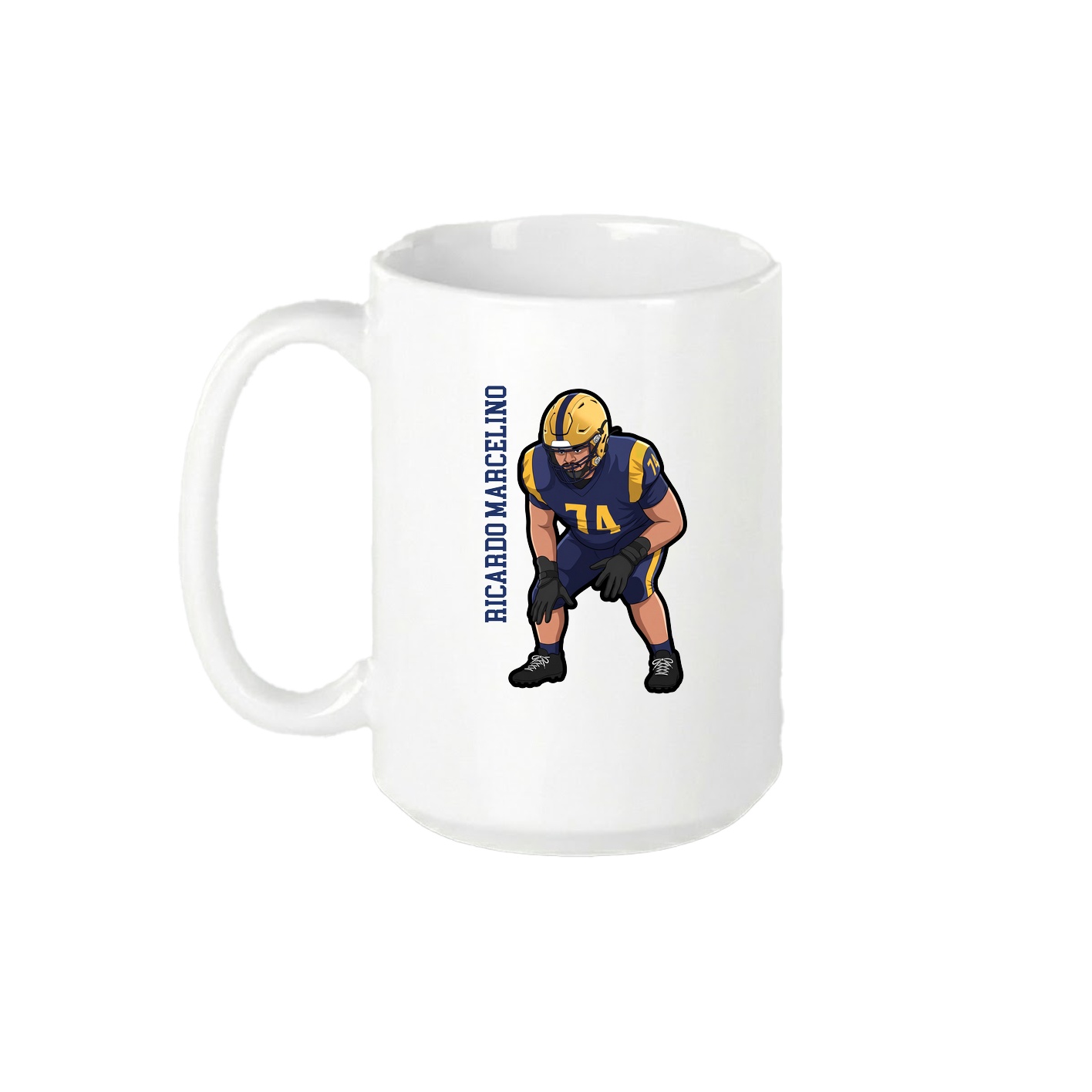 15oz Coffee Mug — Name Vertical in White