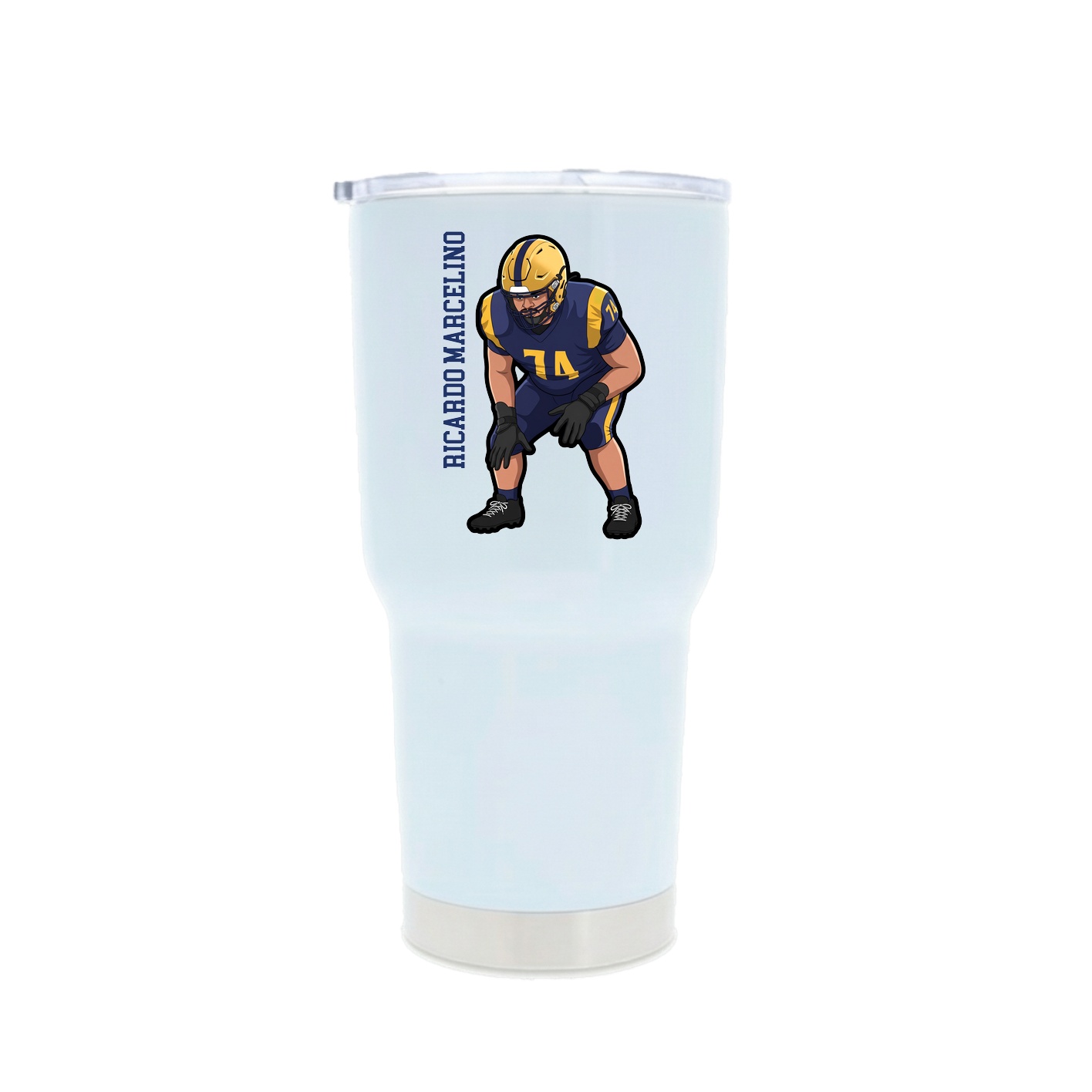 30oz Stainless Steel Tumbler — Name Vertical in White